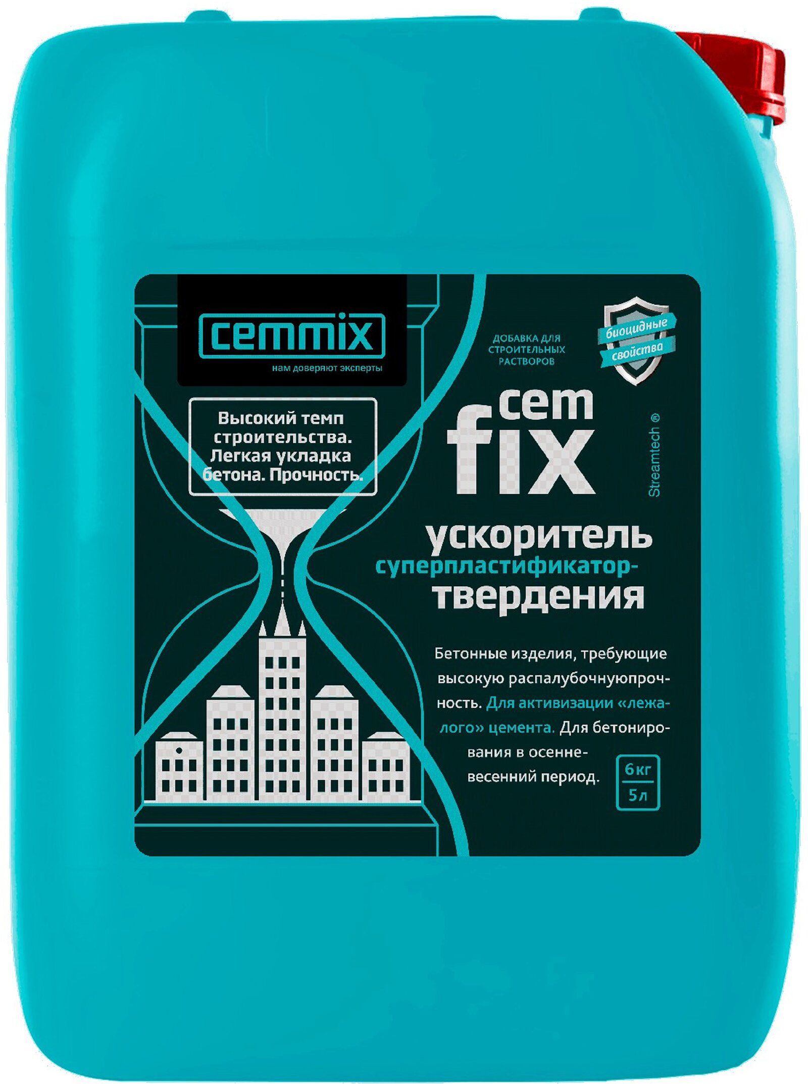 Изображение товара Ускоритель твердения CemFix 5 л для бетонов и растворов строительных работ