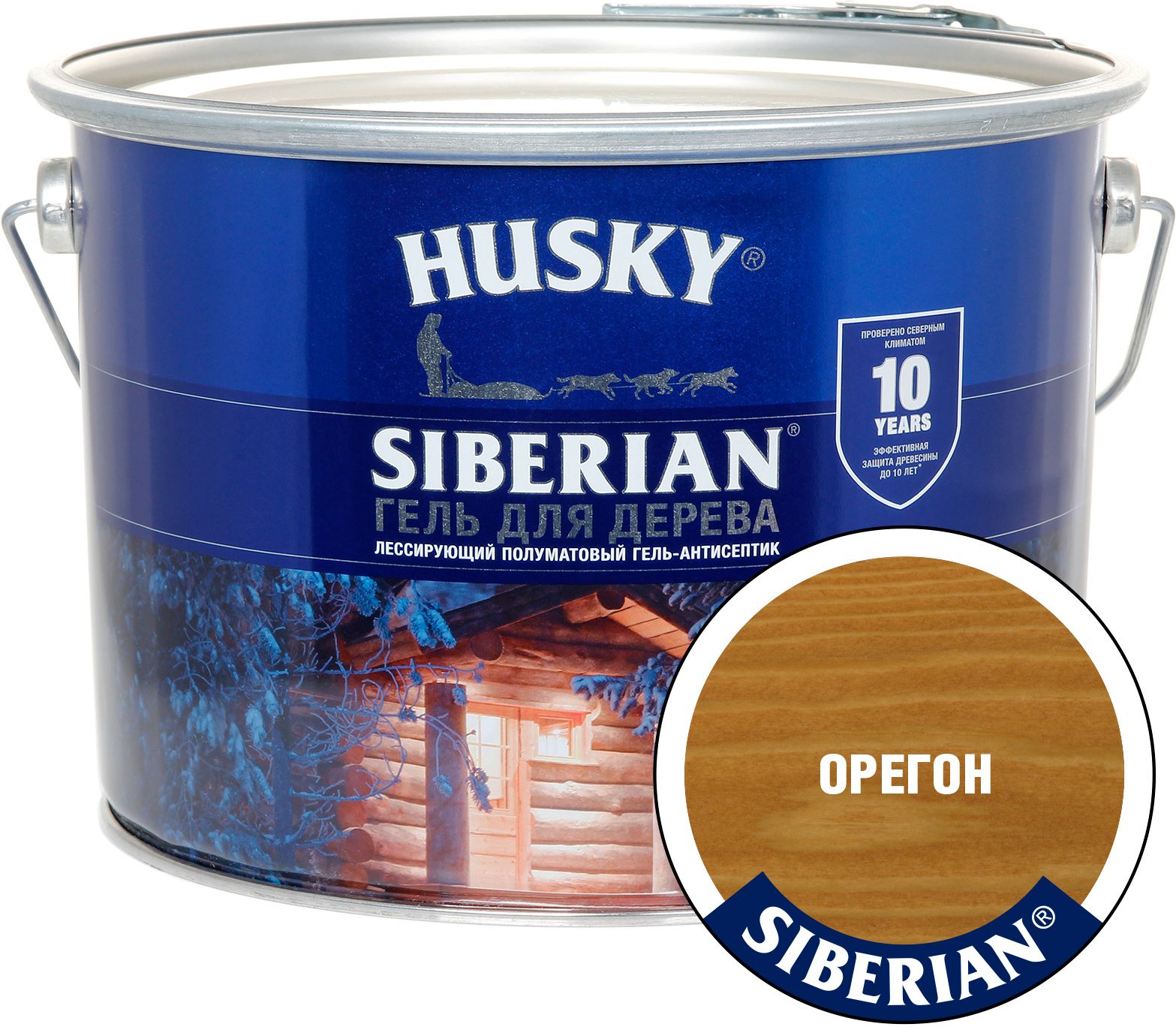Изображение товара Антисептик-гель HUSKY Siberian Орегон 9 л полуматовый для защиты древесины