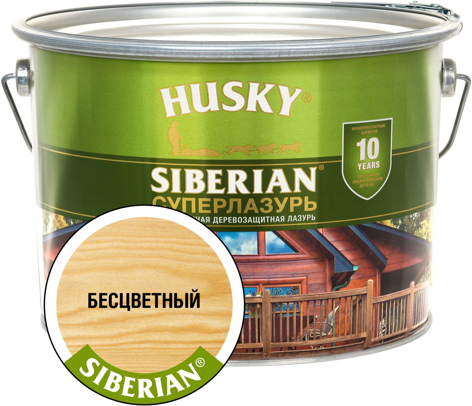 Изображение товара Антисептик HUSKY Siberian бесцветный 9 л полуглянцевый