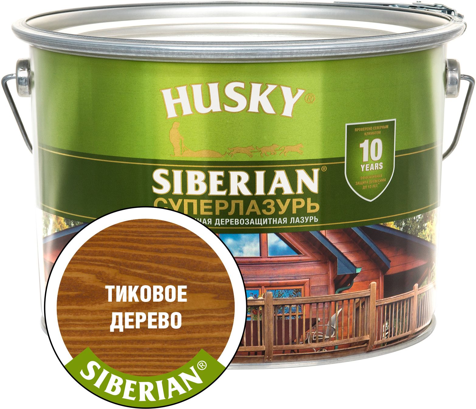 Изображение товара Антисептик HUSKY Siberian тик 9 л полуглянцевый