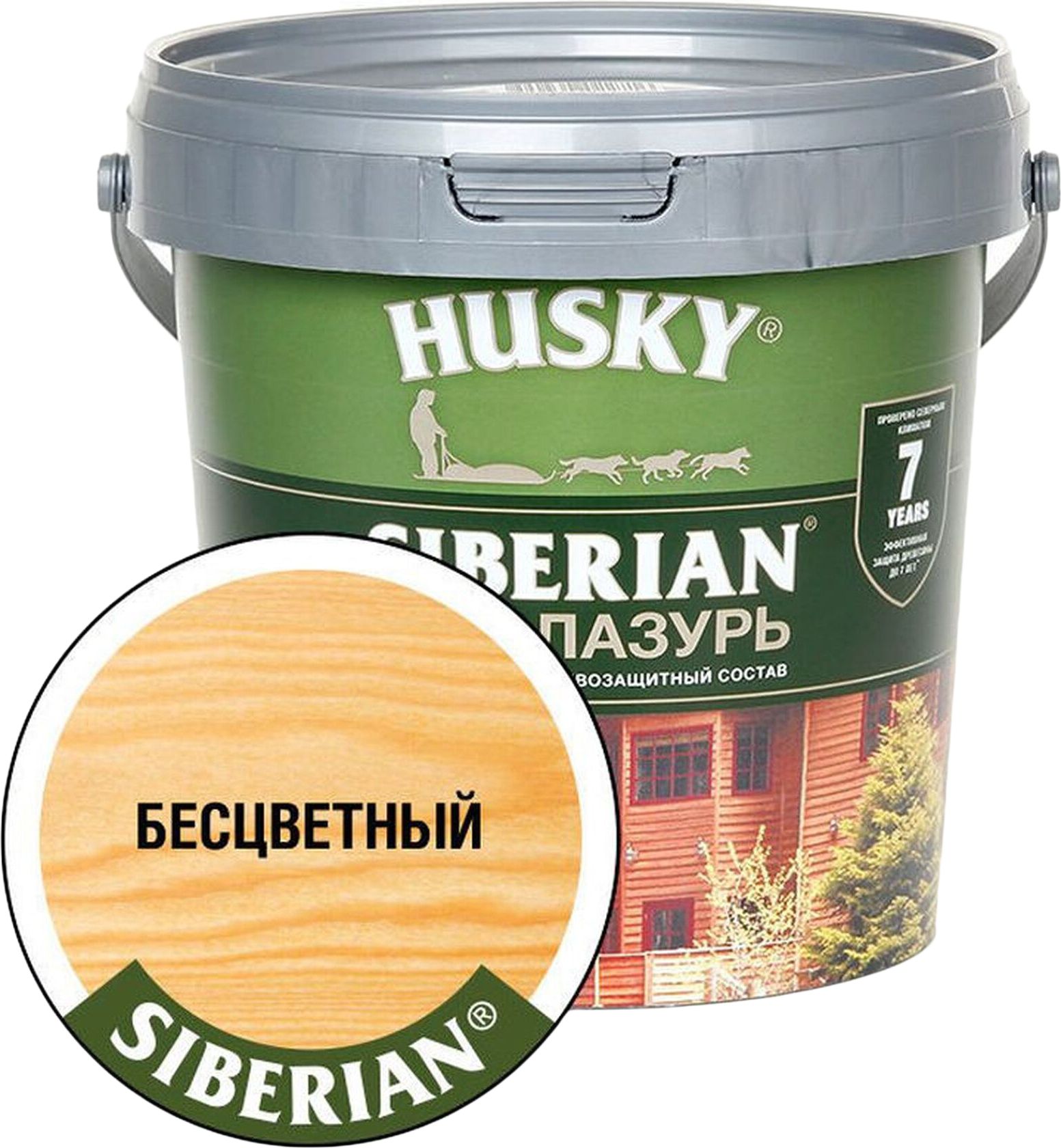 Изображение товара Лазурь HUSKY Siberian 0,9 л полуматовая бесцветная для дерева