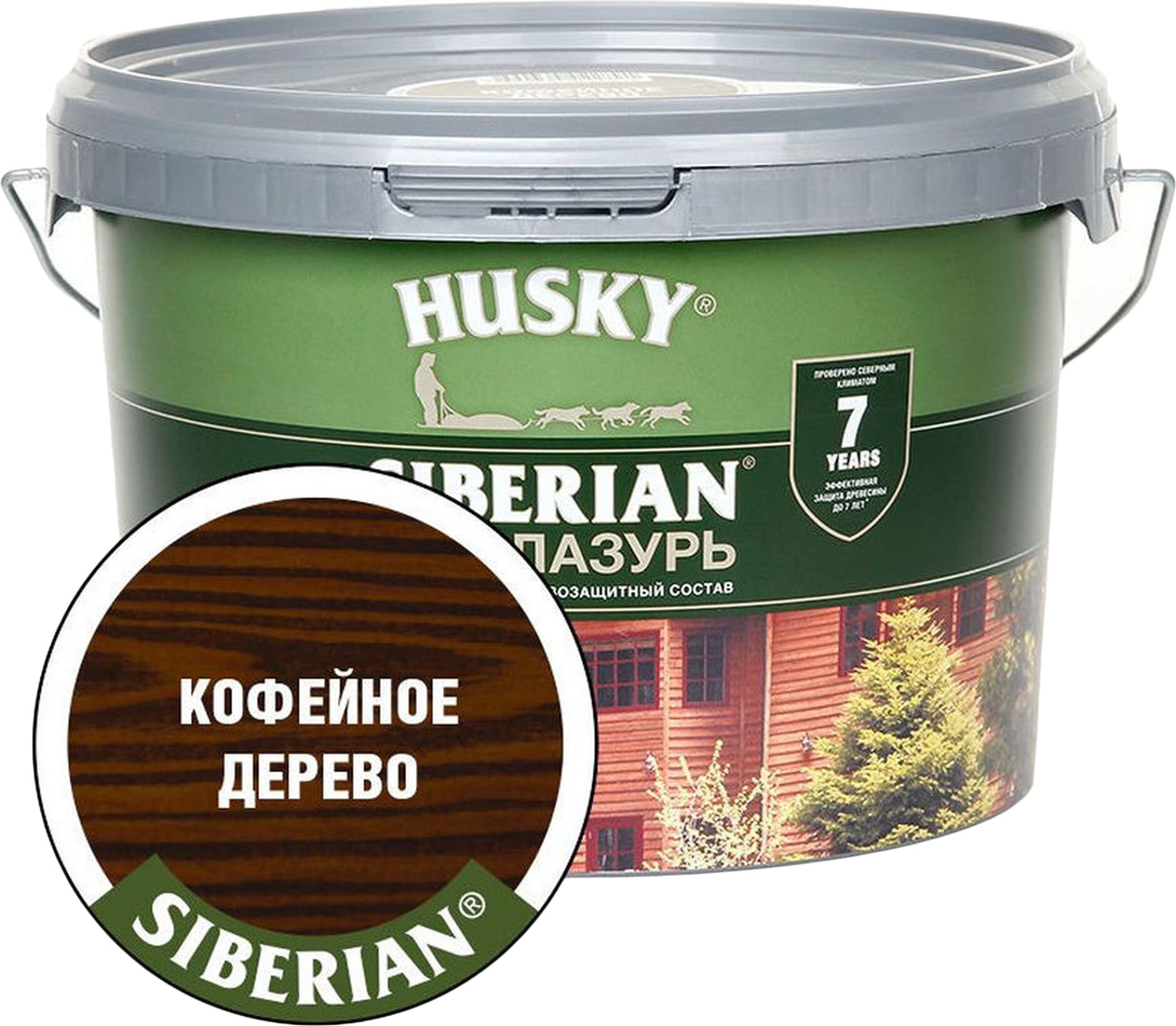 Изображение товара Лазурь HUSKY Siberian 2,5 л полуматовая для древесины внешних и внутренних работ