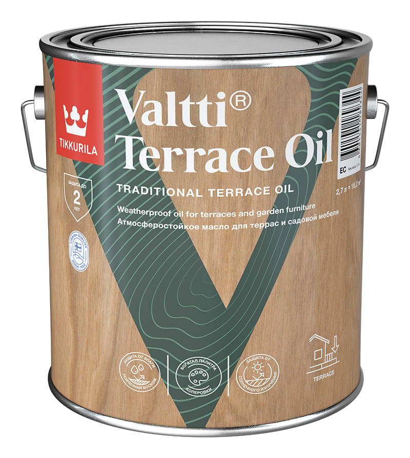 Изображение товара Масло Tikkurila Valtti Terrace Oil для уличных деревянных поверхностей 2.7 л