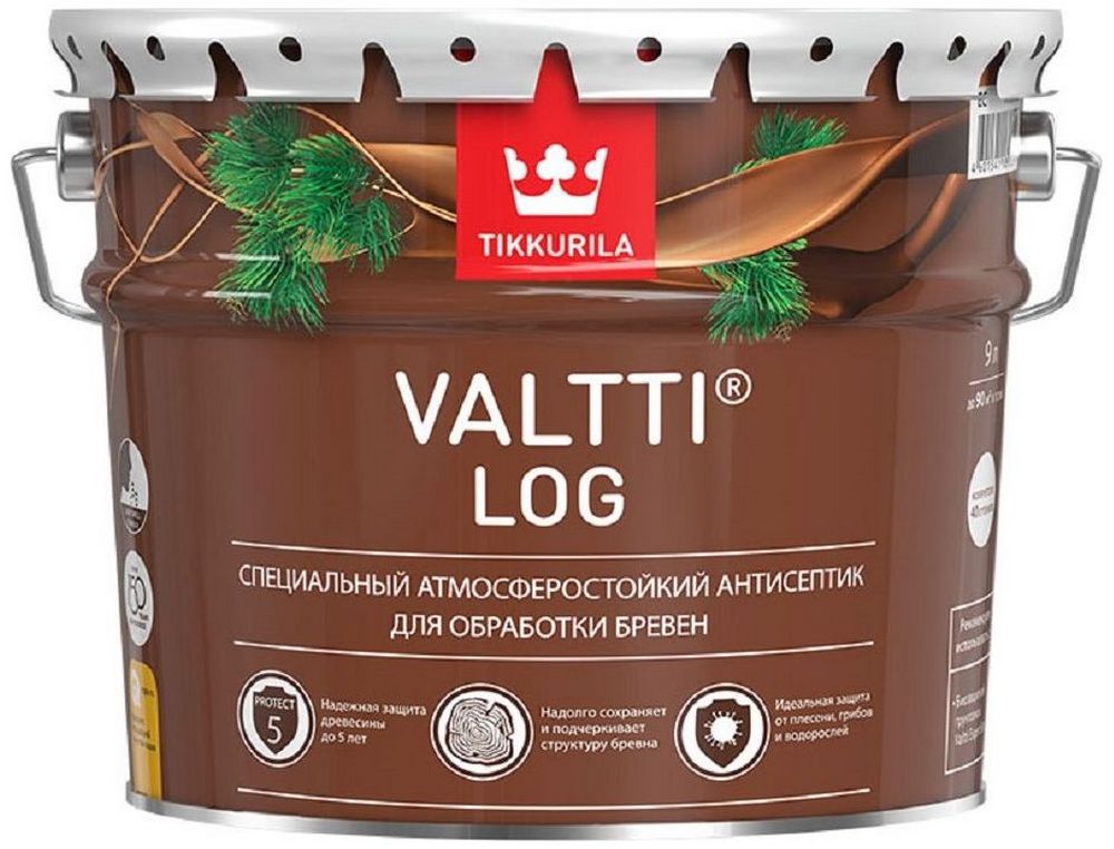 Изображение товара Антисептик Tikkurila Valtti Log палисандр 9 л для наружных деревянных конструкций