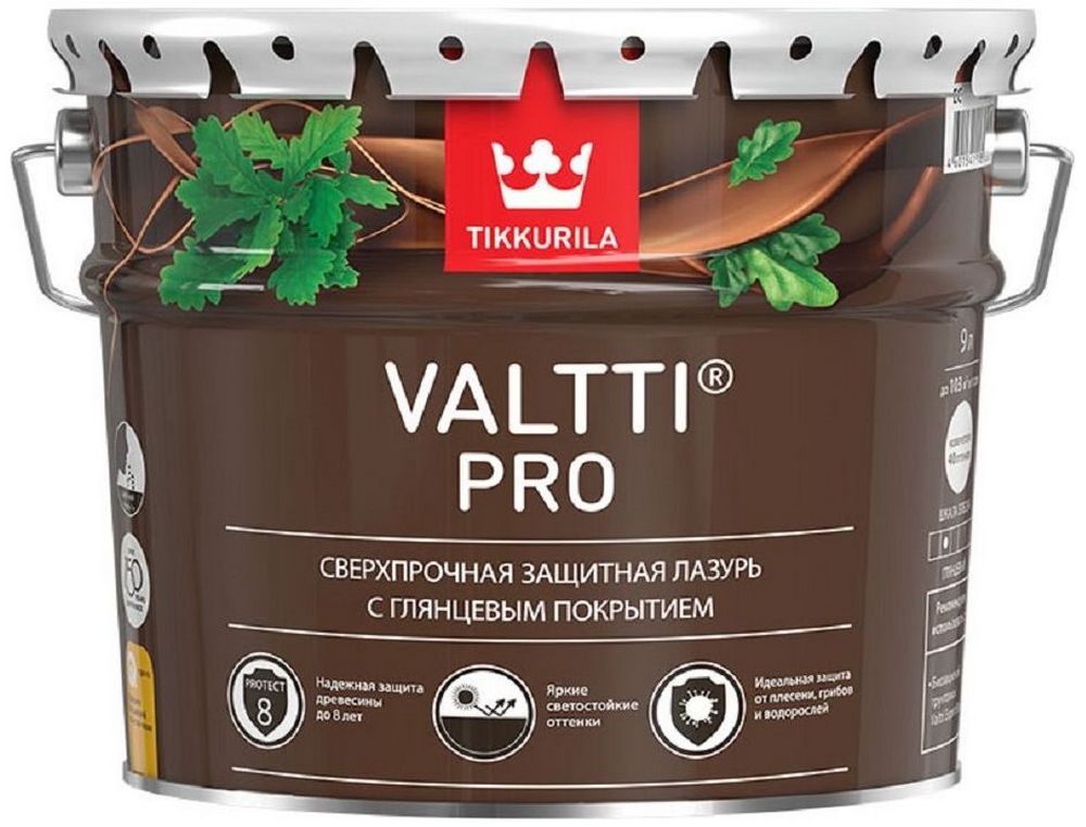 Изображение товара Глянцевая лазурь Tikkurila Valtti Pro 9 л для защиты деревянных поверхностей