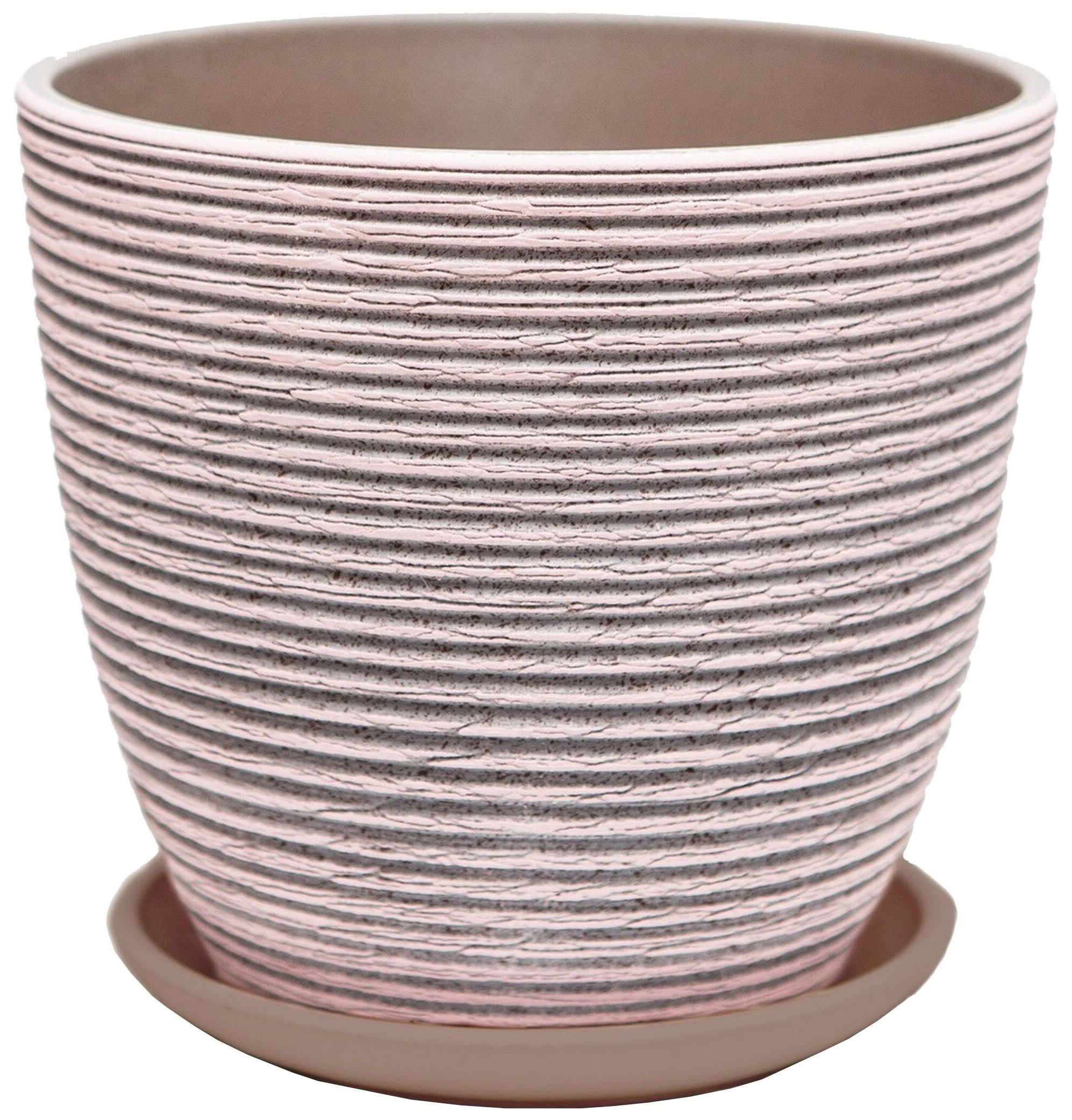 Изображение товара Горшок d18 см керамический розово-серый с поддоном