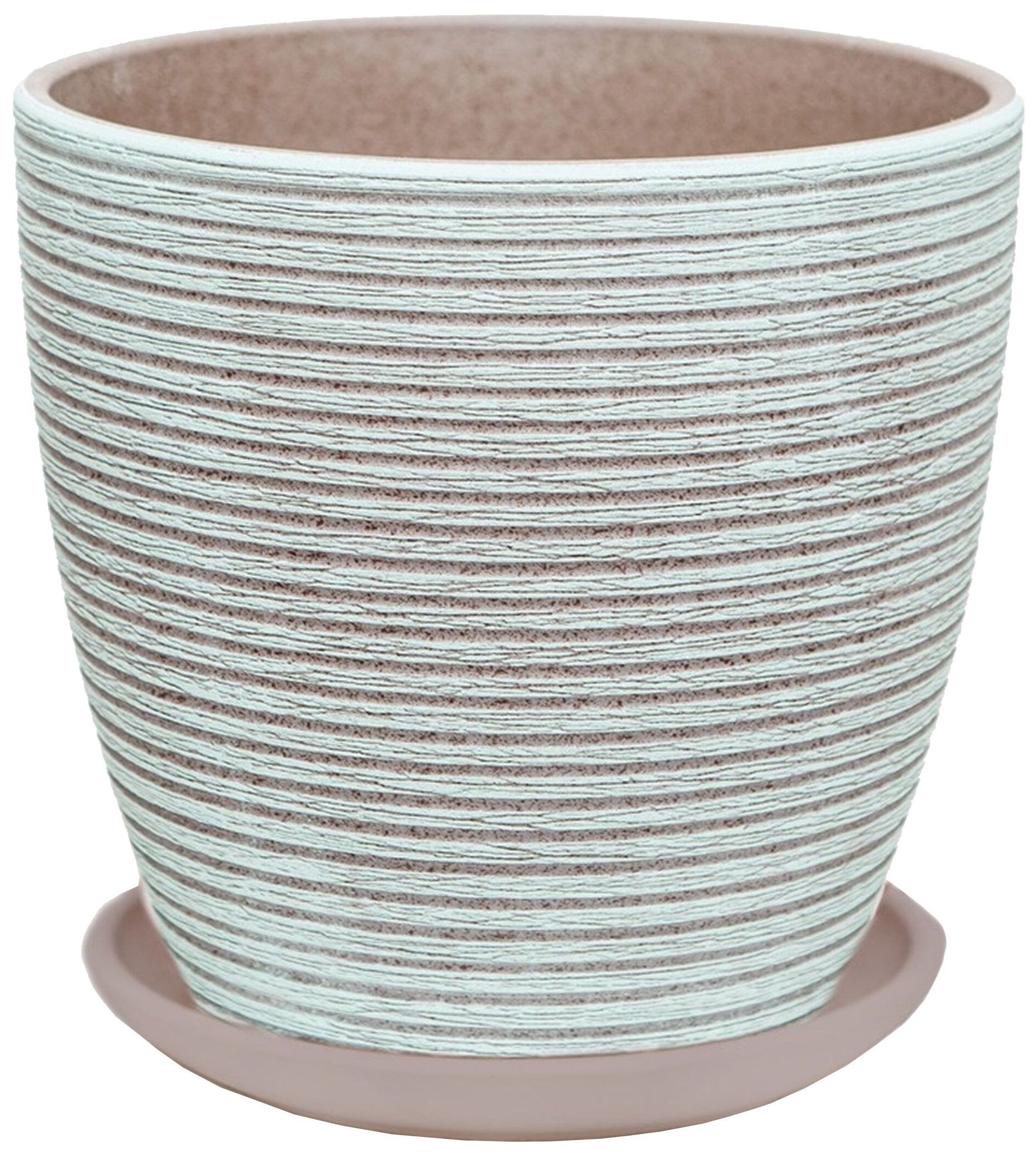 Изображение товара Керамический горшок D18 см зелено-серый с поддоном для комнатных растений