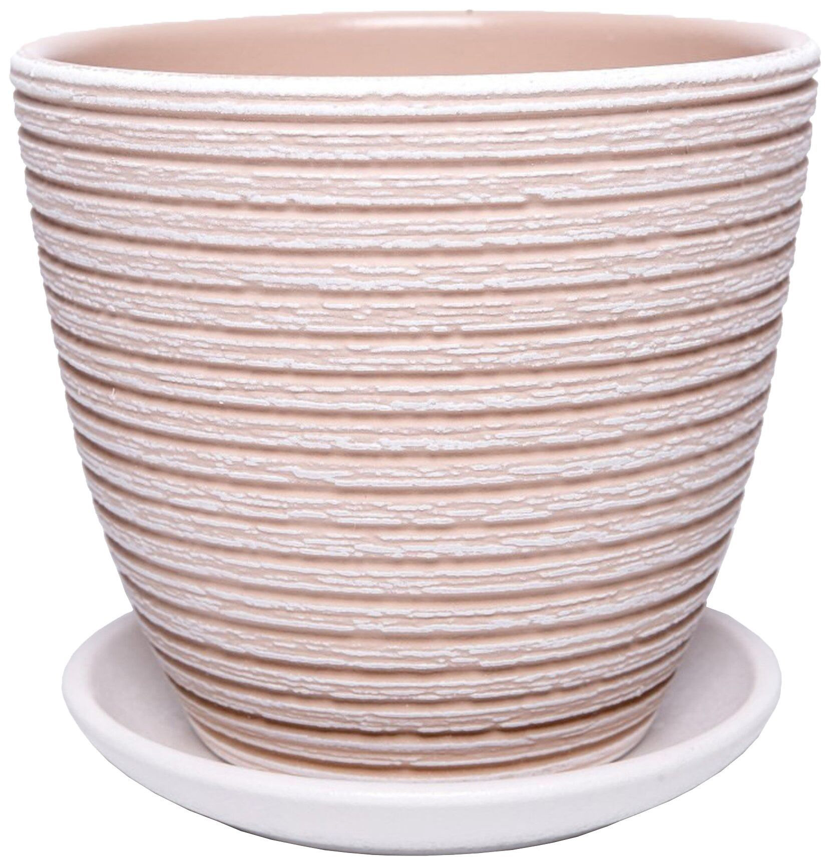 Изображение товара Керамический горшок d18 см охра с поддоном для комнатных растений