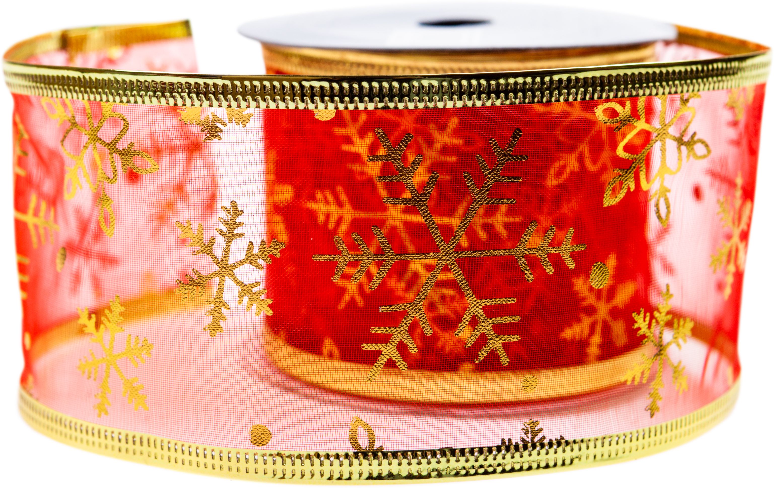 Изображение товара Декоративная новогодняя лента 70 мм многоцветная блестящая