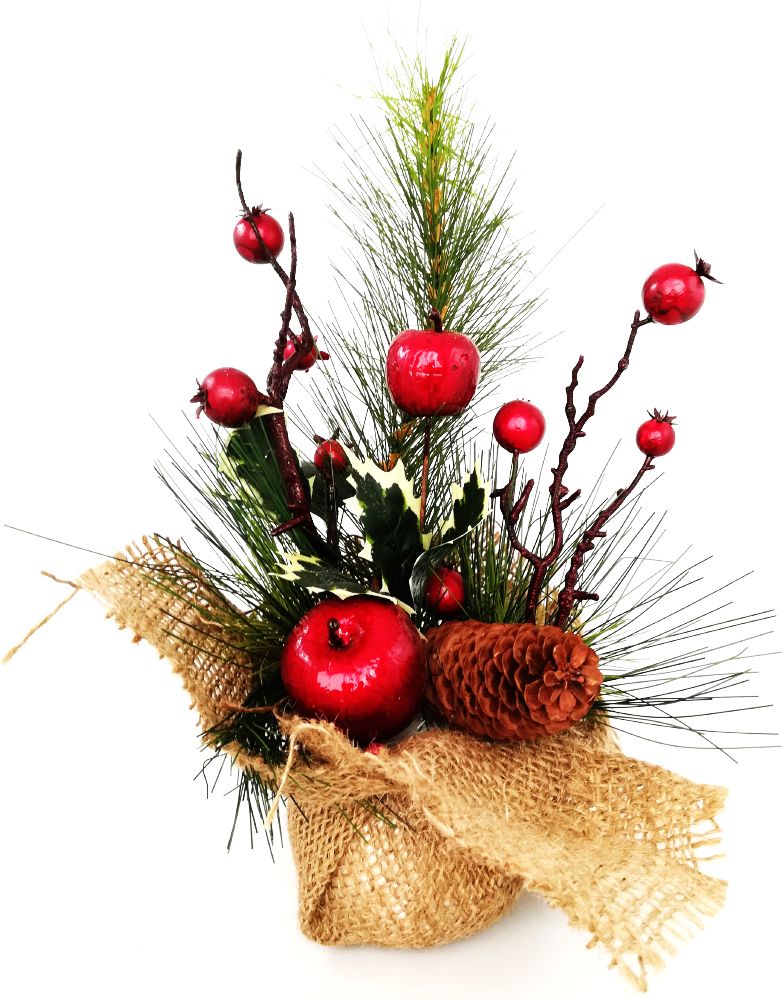 Изображение товара Новогодняя композиция с ягодами и шишками 30 см