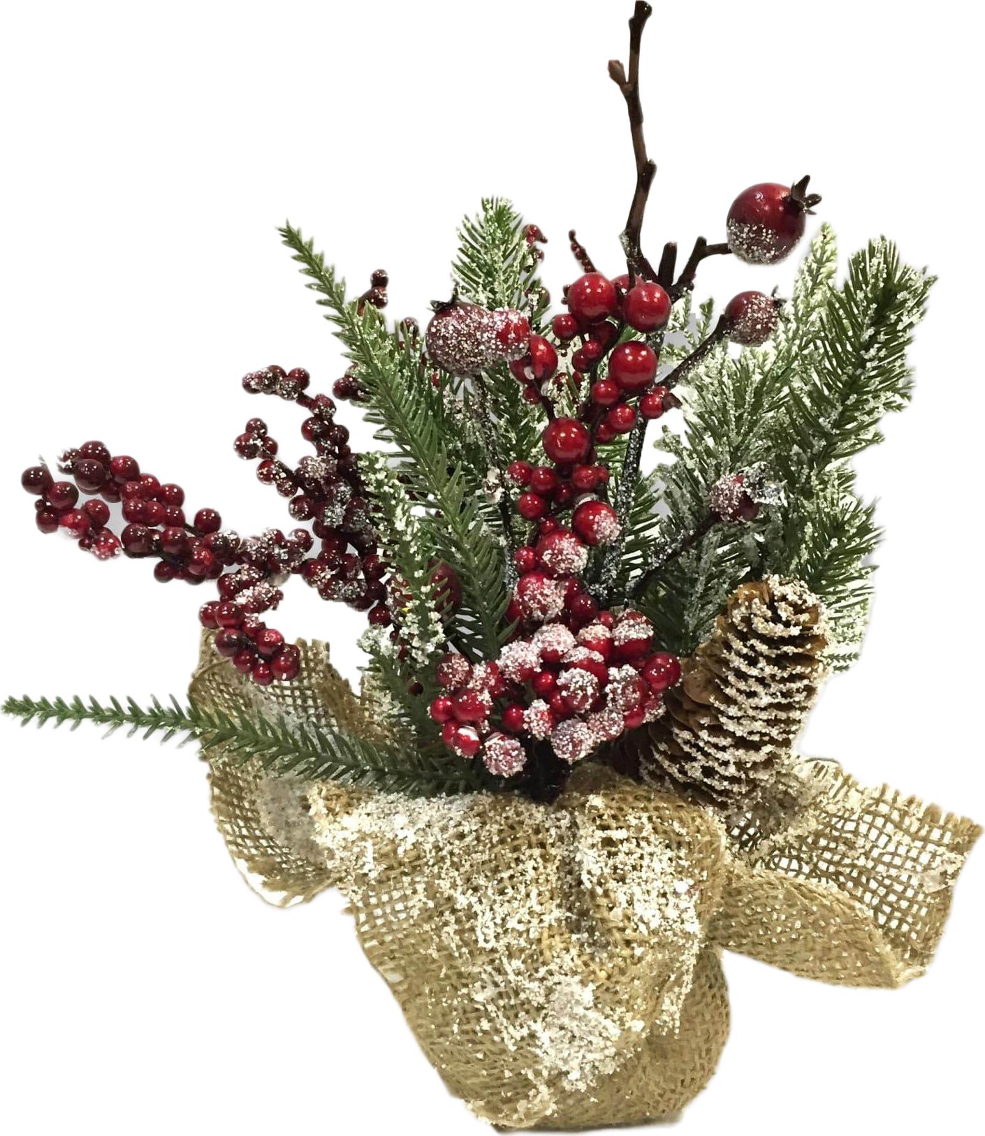 Изображение товара Новогодняя композиция Елочка с клюквой в снегу 30 см для праздничного интерьера