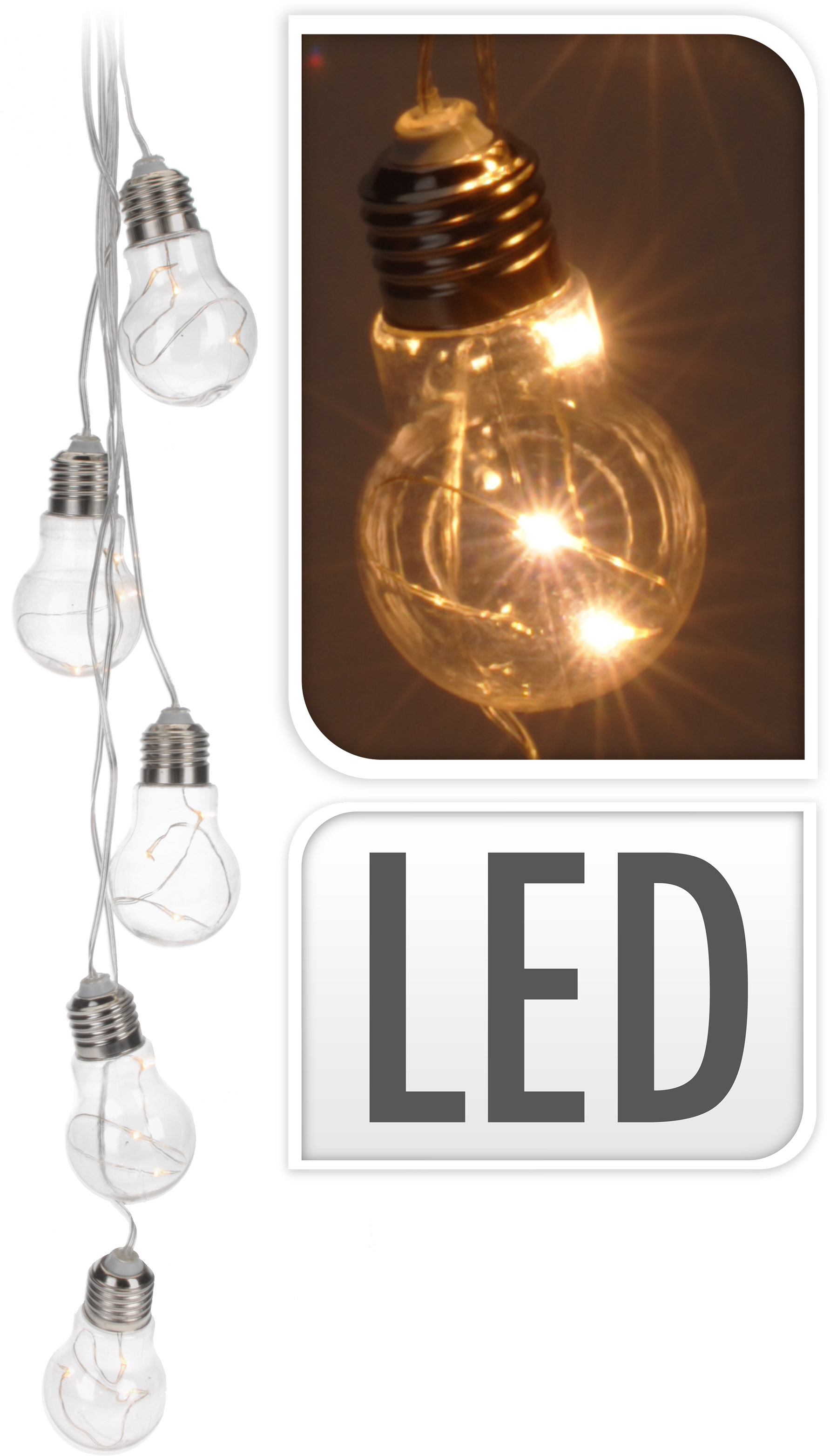 Изображение товара Гирлянда внутренняя с 5 LED лампочками для дома и декора