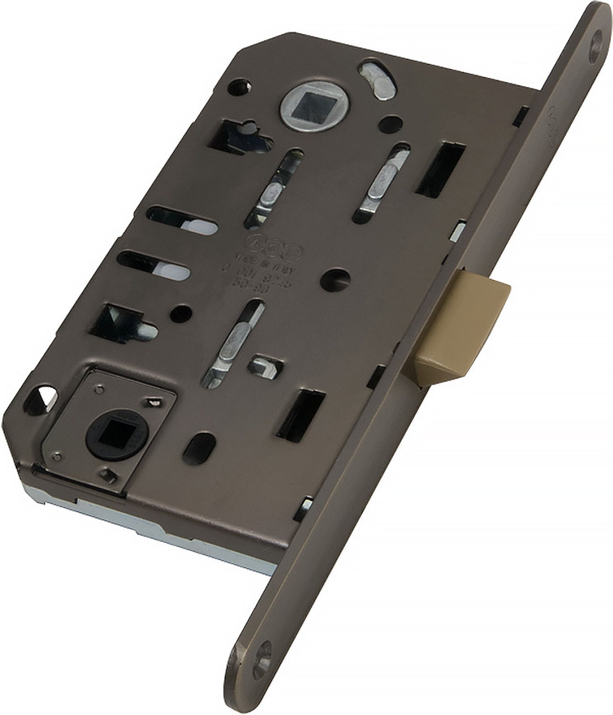 Изображение товара Дверная защелка AGB WC Mediana EV 240х132х19 мм ЦАМ бронза бесшумная врезная