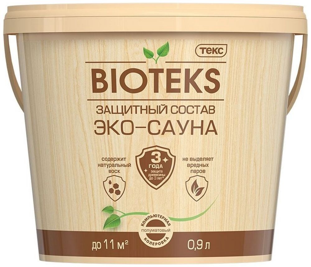Изображение товара Защитный состав ТЕКС BIOTEKS Эко-сауна 0,9 л полуматовый для деревянных поверхностей