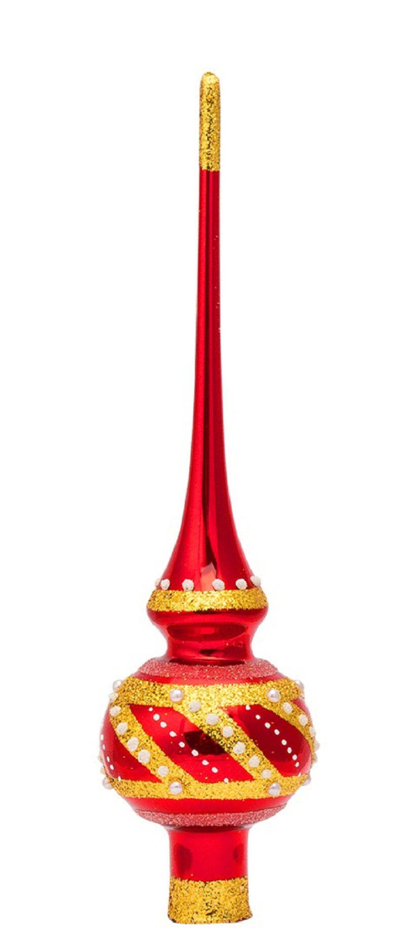 Изображение товара Верхушка на ель новогодняя плетение 28 см красная оригинальное украшение