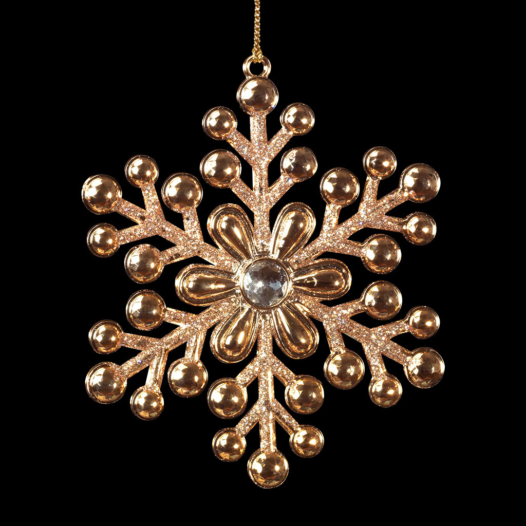 Изображение товара Ёлочная игрушка Снежинка роскошная 12,5 см розовое золото праздничное украшение