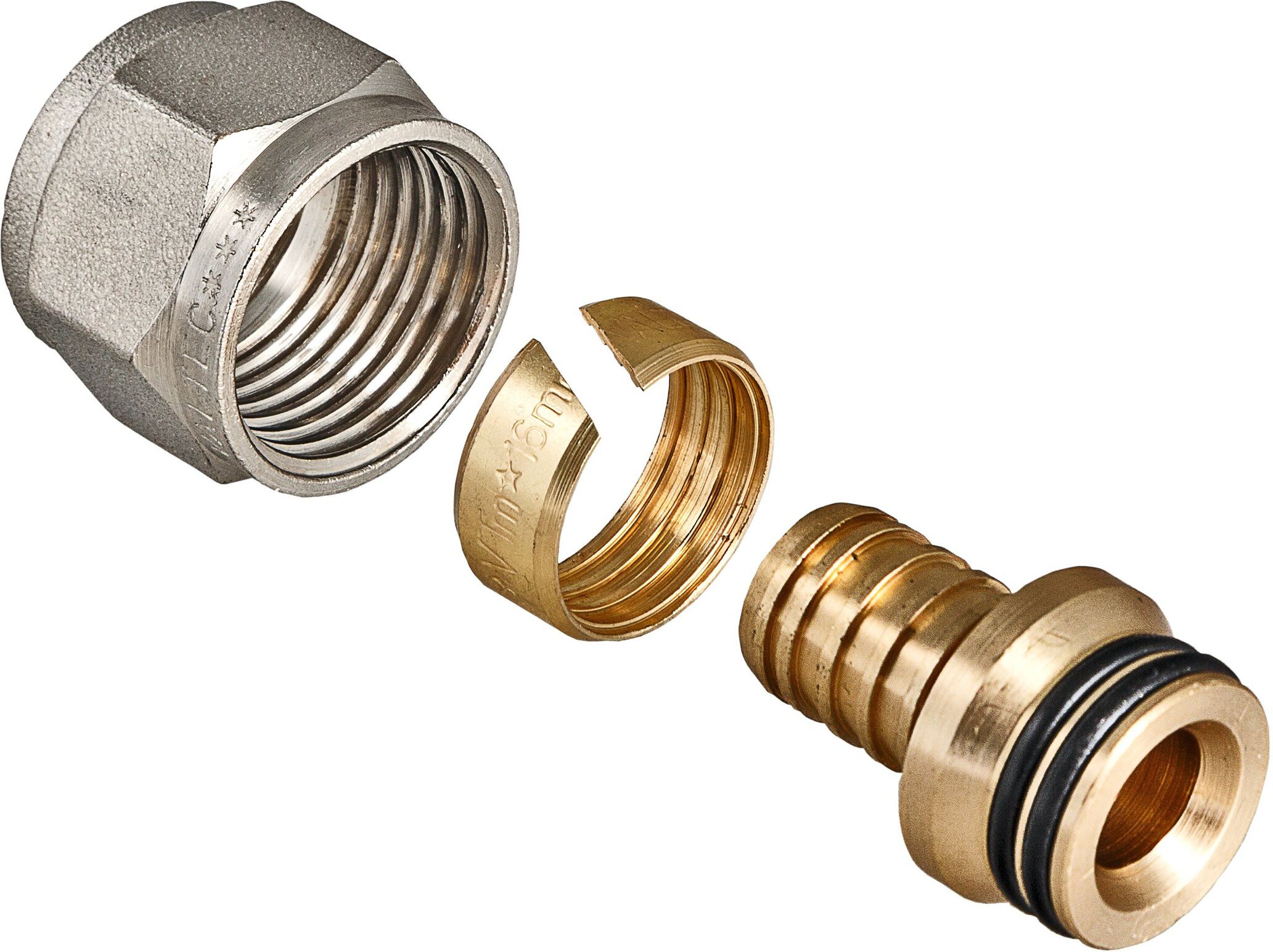 Изображение товара Фитинг коллекторный латунь никелированная VALTEC 1/2" 16 x 2 мм