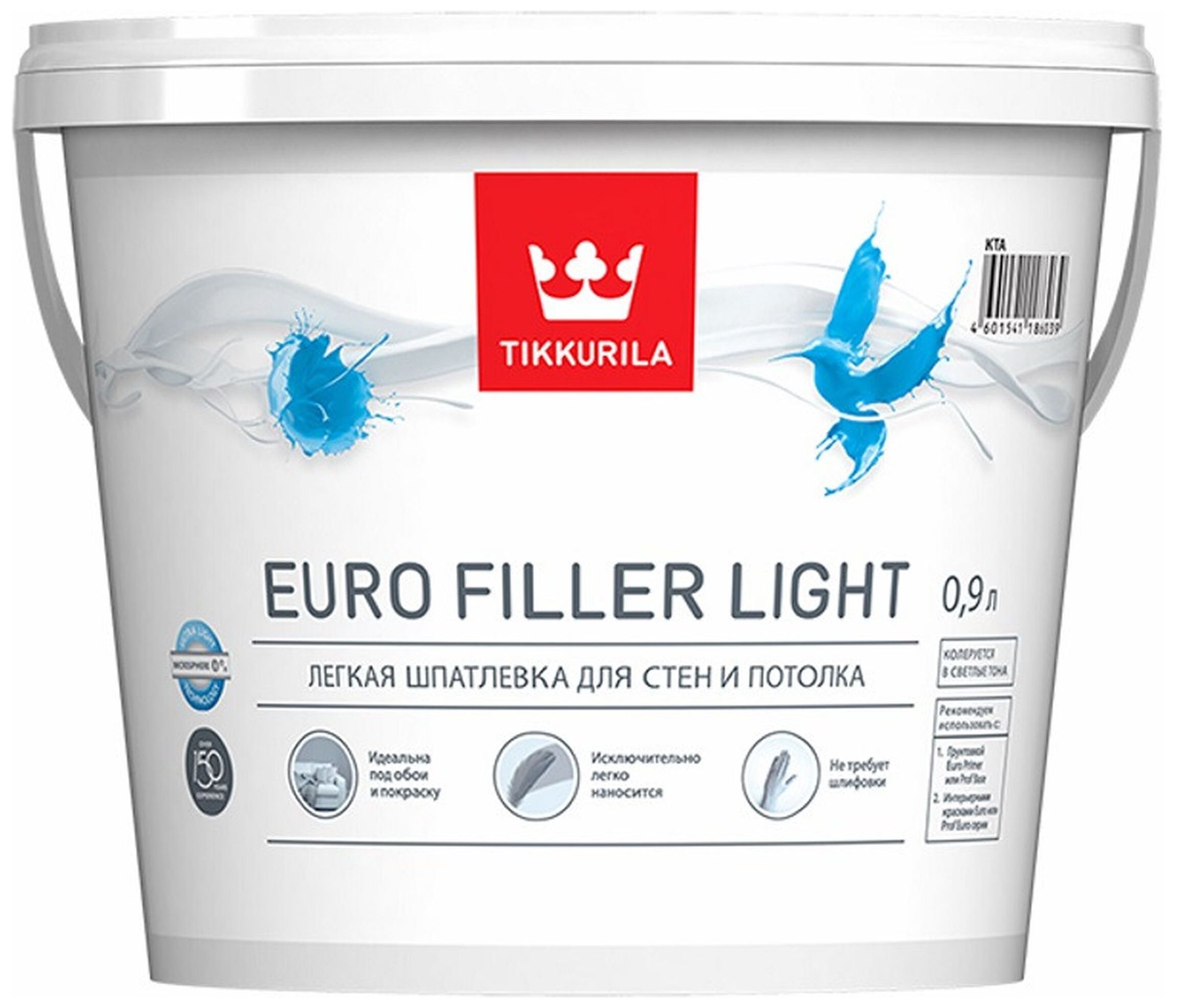 Изображение товара Финишная акриловая шпатлевка Tikkurila Euro Filler Light 0,9л белая