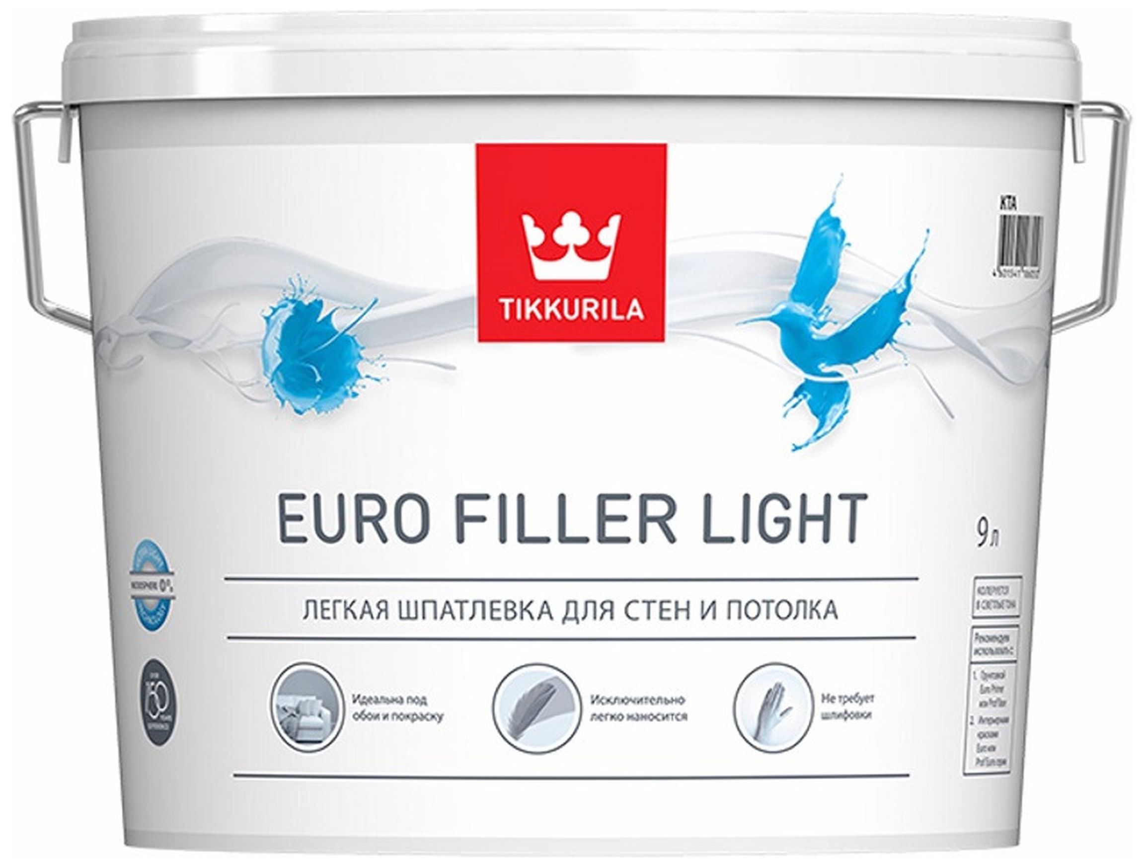 Изображение товара Шпатлевка финишная акриловая Tikkurila Euro Filler Light 9 л белая для внутренних работ