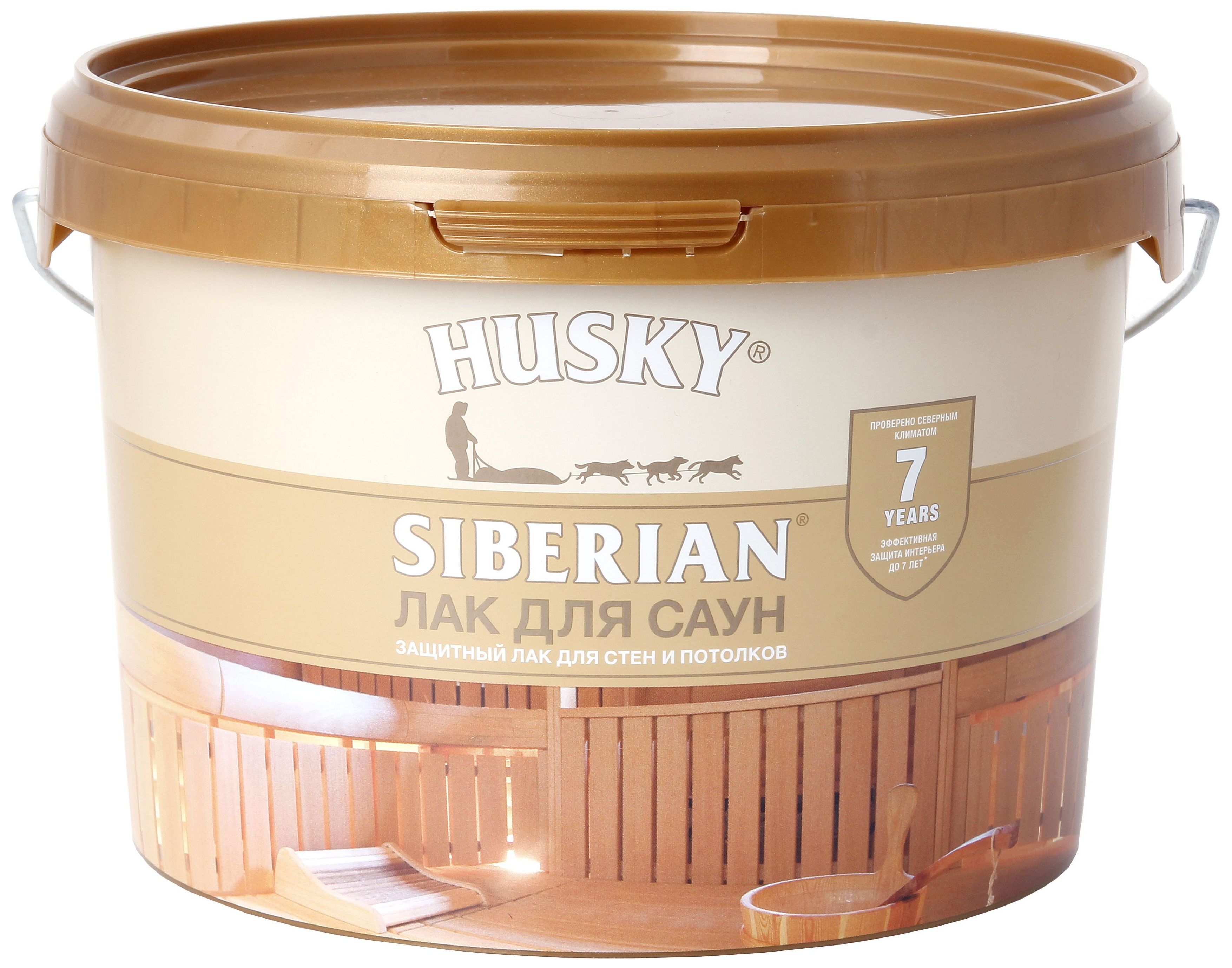 Изображение товара Акриловый лак для сауны HUSKY Siberian полуматовый 2,5 кг защитное покрытие