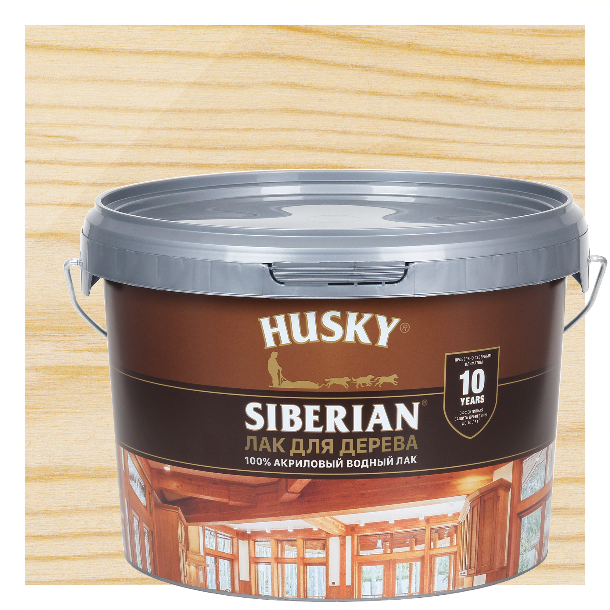 Изображение товара Бесцветный лак для стен и потолков HUSKY Siberian 2,5 л полуматовый для внутренних и наружных работ