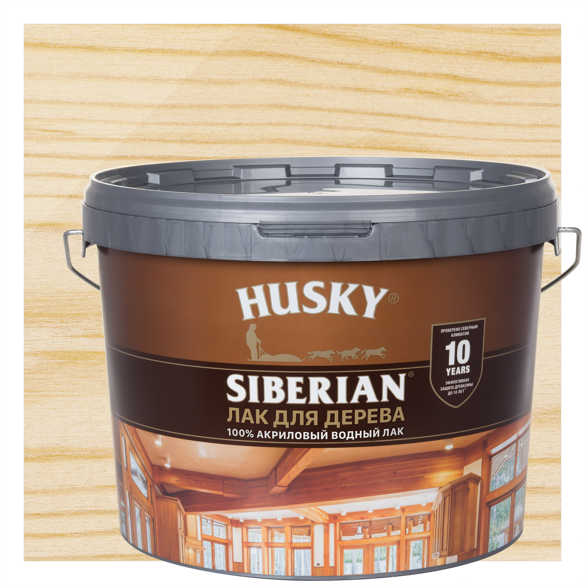 Изображение товара Акриловый лак для стен и потолков HUSKY Siberian 9 л бесцветный, полуматовый