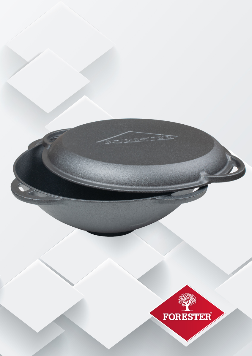 Изображение товара Казан с крышкой-сковородой чугунный Forester CI-01V 35x35 см