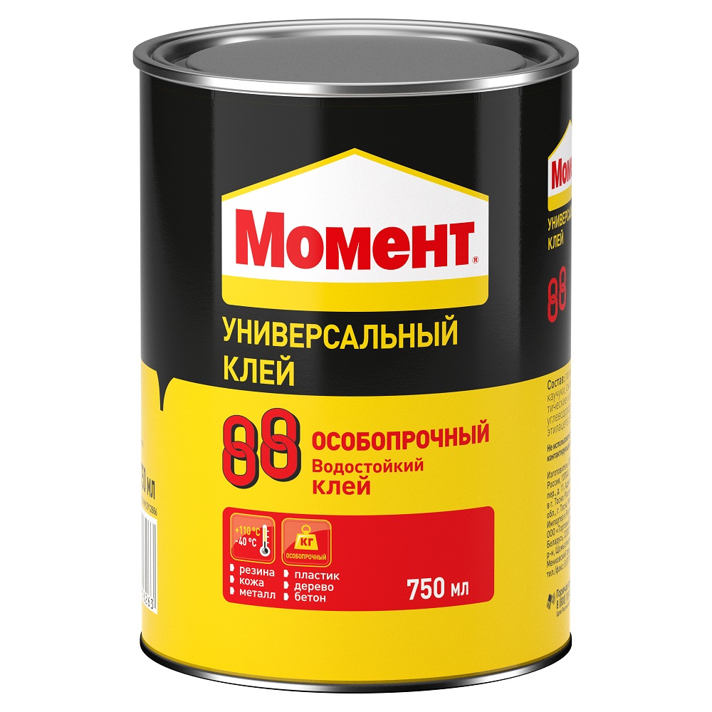 Изображение товара Универсальный влагостойкий клей Момент 88 особопрочный 750 мл для внутренних и наружных работ