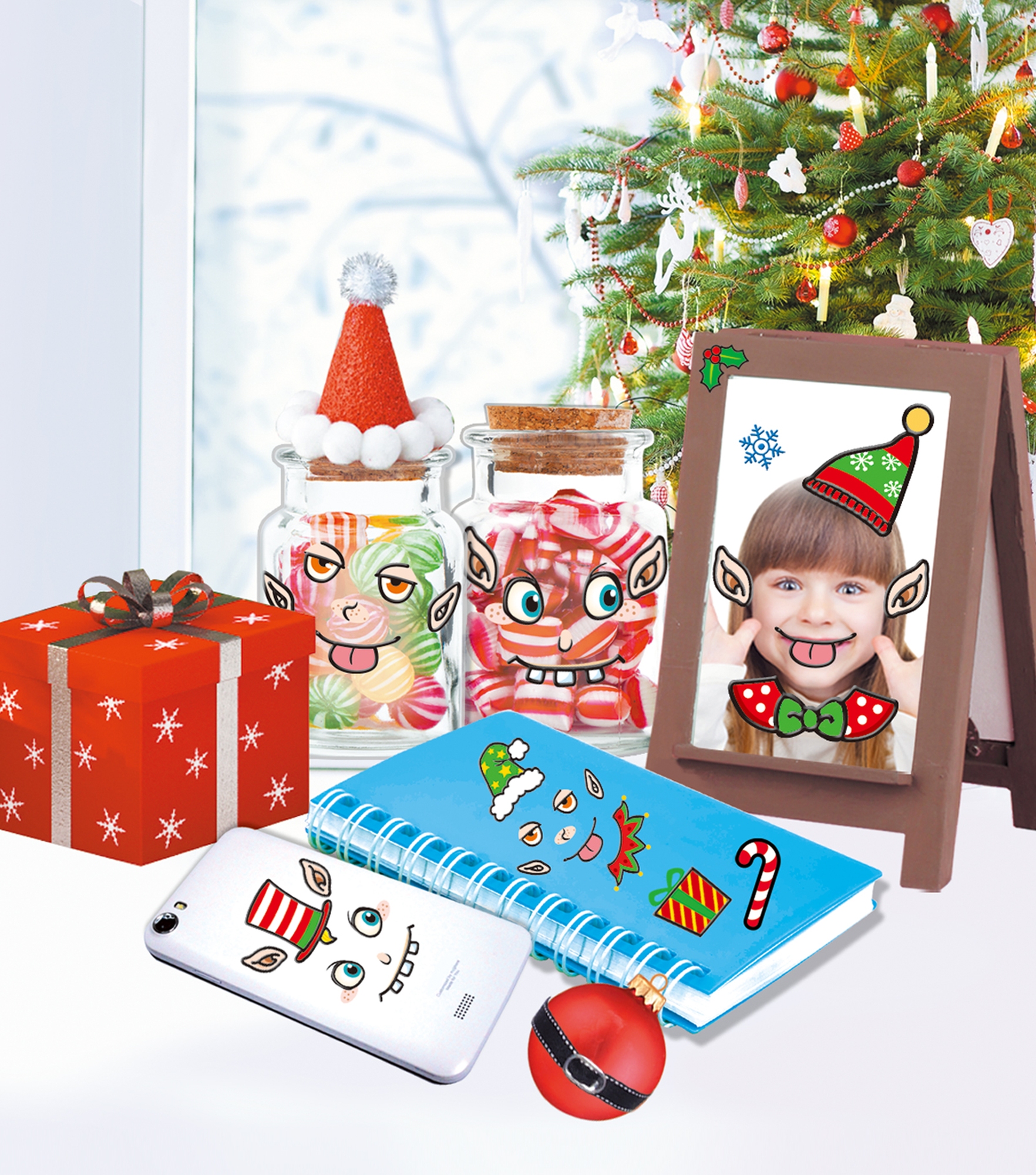 Изображение товара Набор новогодних наклеек для фото 25х14,5 см в ассортименте 20 шт.