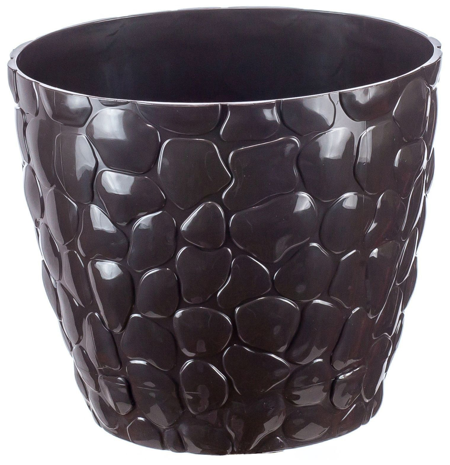 Изображение товара Кашпо IDEA Камни d15 см 1,4 л полипропиленовое с подставкой коричневое