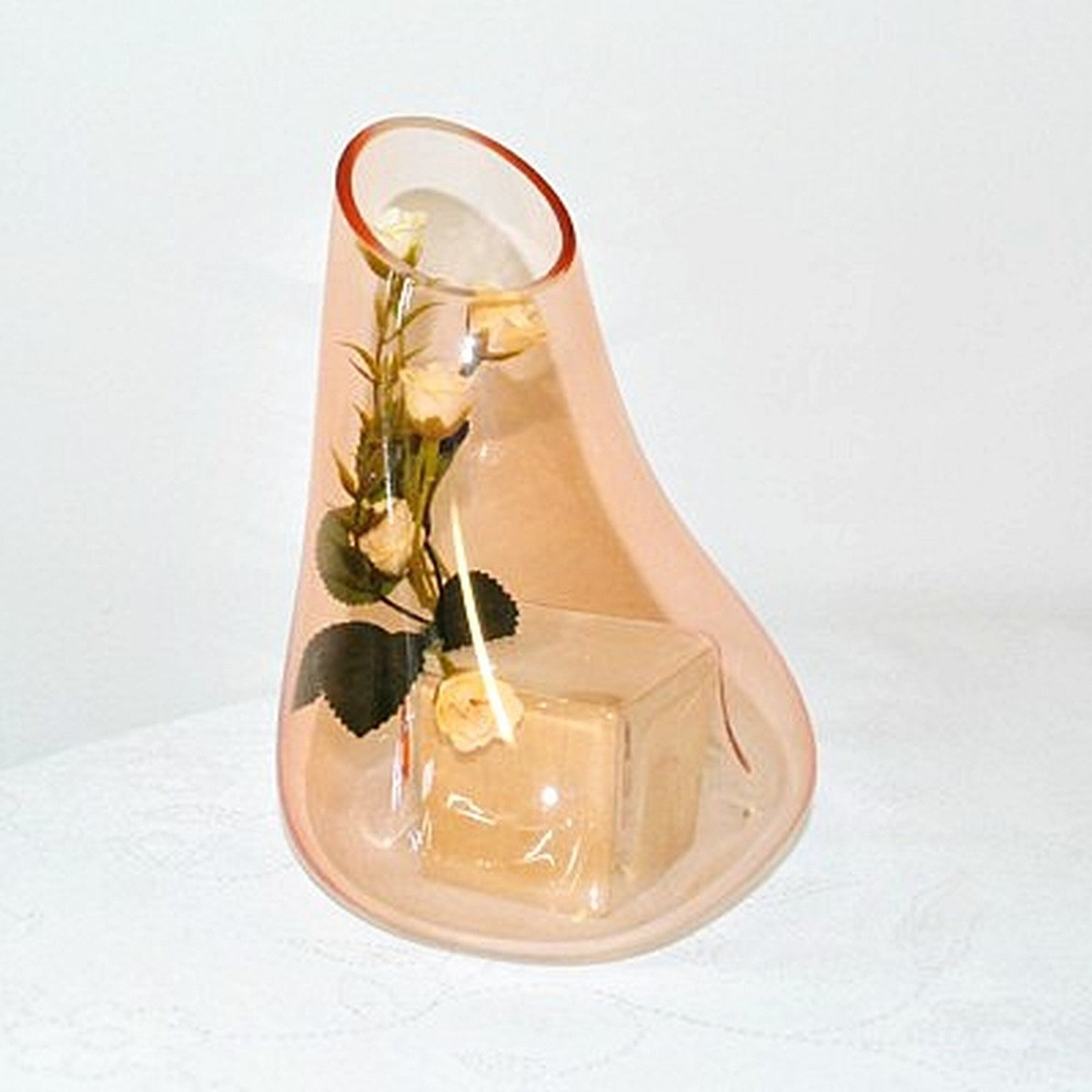 Изображение товара Ваза стеклянная NiNaGlass 1495С светло-оранжевая 23х25 см