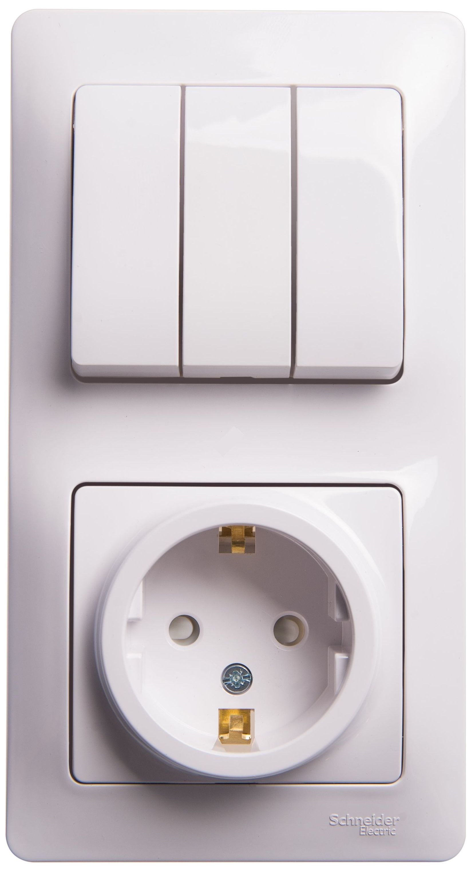 Изображение товара Комбинированный блок 2 поста 3 клавиши Schneider Electric Glossa GSL000178 белый