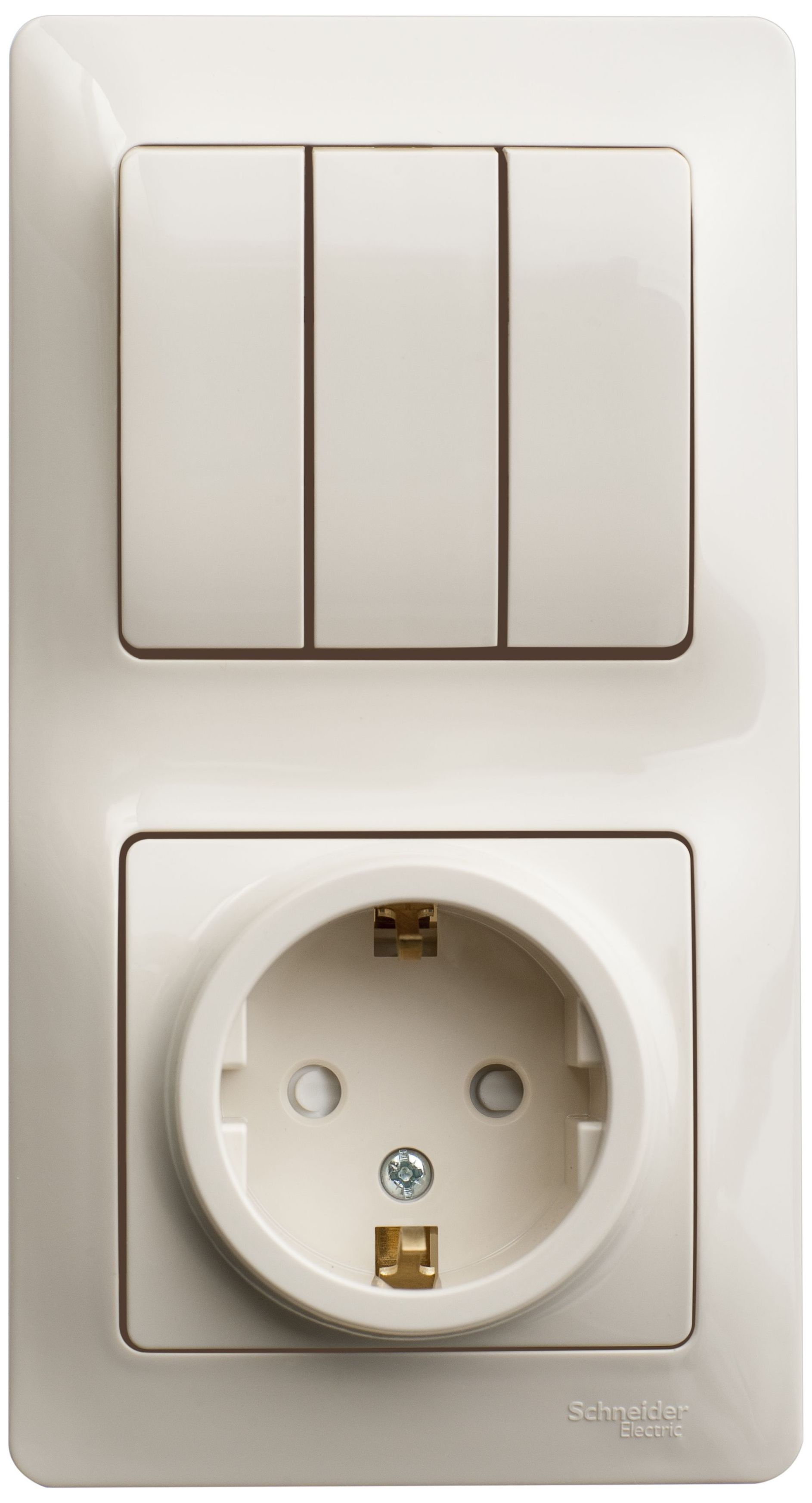 Изображение товара Комбинированный блок 2 поста 3 клавиши Schneider Electric Glossa GSL000278 бежевый