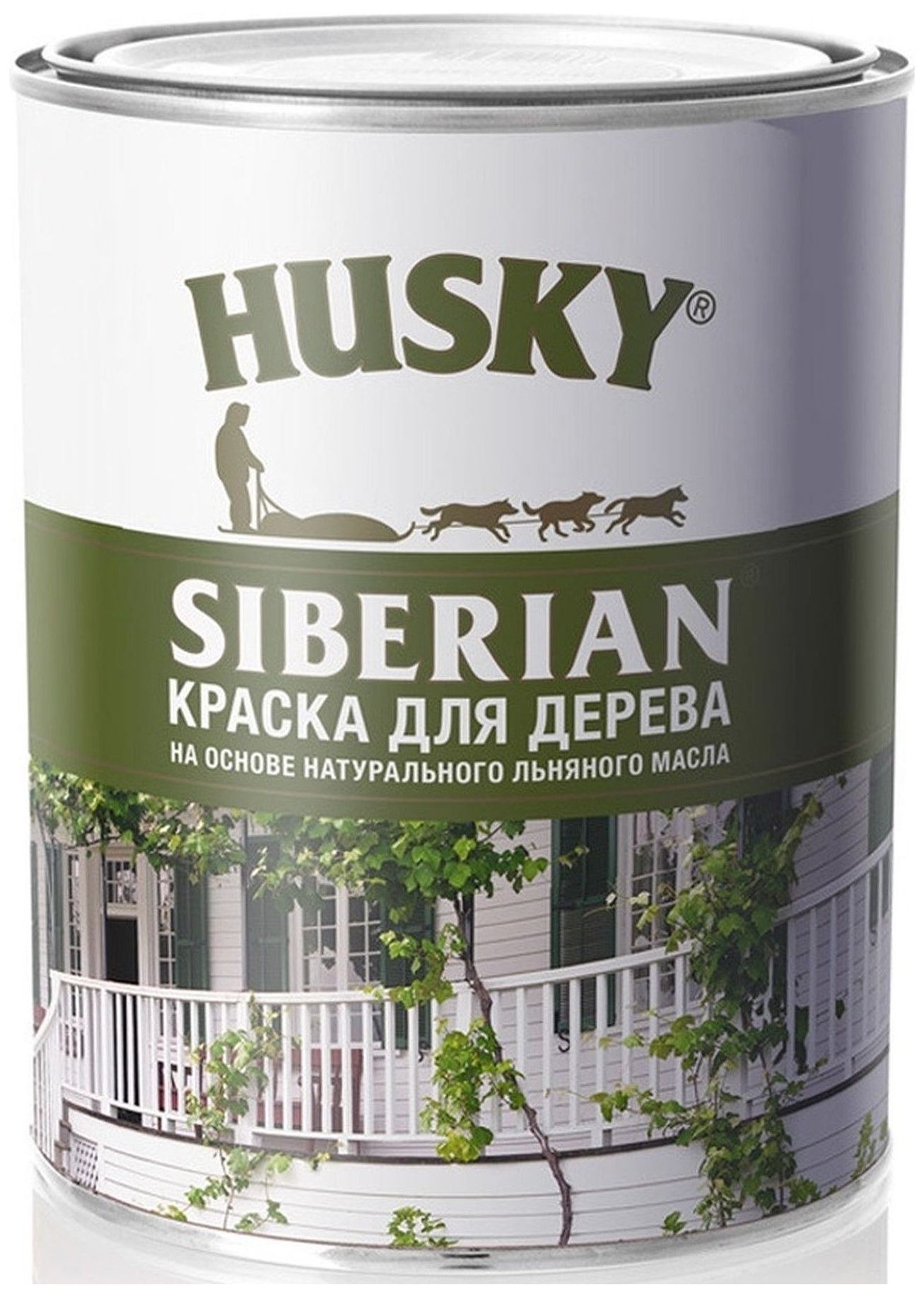 Изображение товара Краска фасадная по дереву HUSKY Siberian полуматовая белая 0,9 л