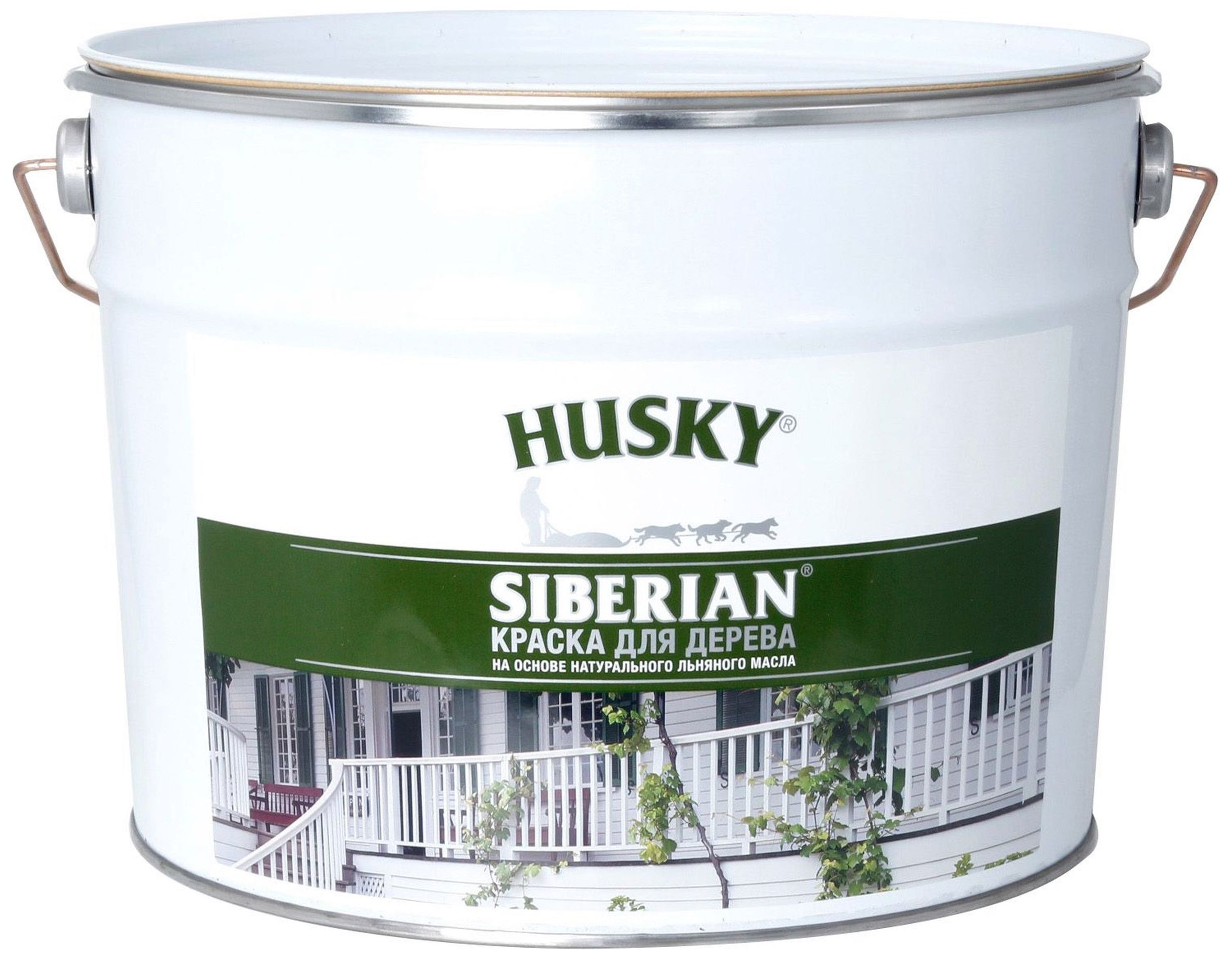 Изображение товара Краска для дерева HUSKY Siberian полуматовая 9 л для фасадных работ защита и декор