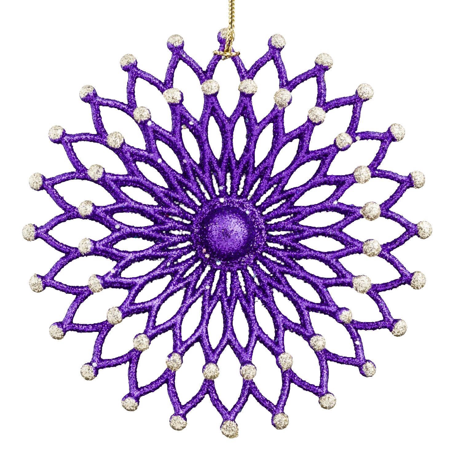 Изображение товара Ёлочная игрушка Снежинка двухслойная фиолетовая 10,5 см