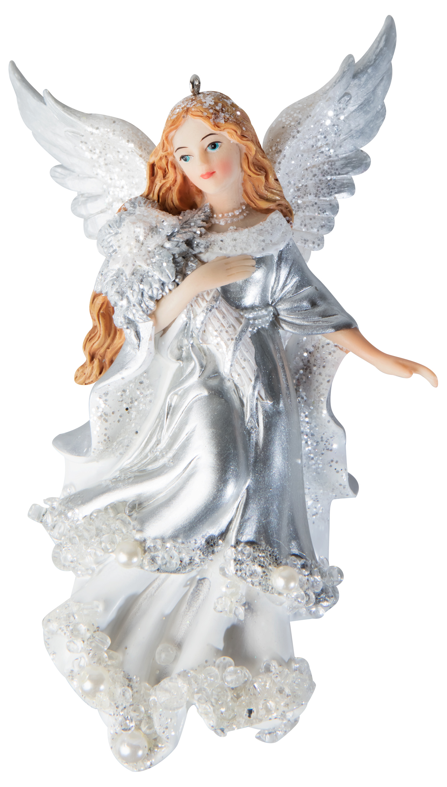 Изображение товара Ёлочная игрушка Рождественский ангел 14 см - блестящее украшение