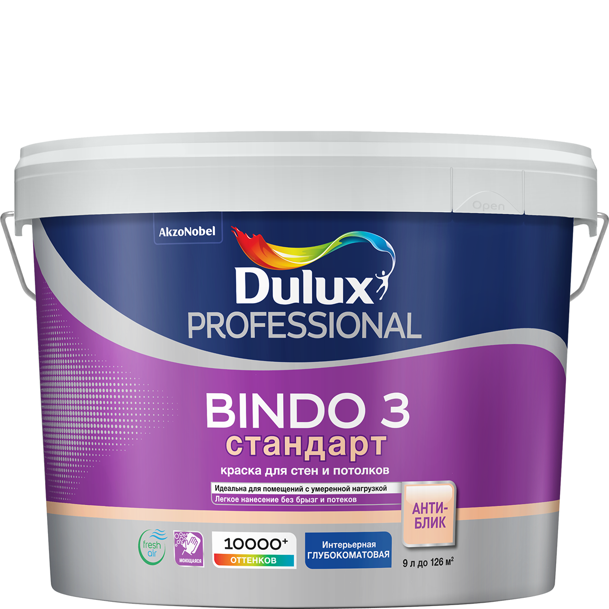 Изображение товара Интерьерная глубокоматовая краска Dulux Bindo 3 база BW 9 л для внутренних стен