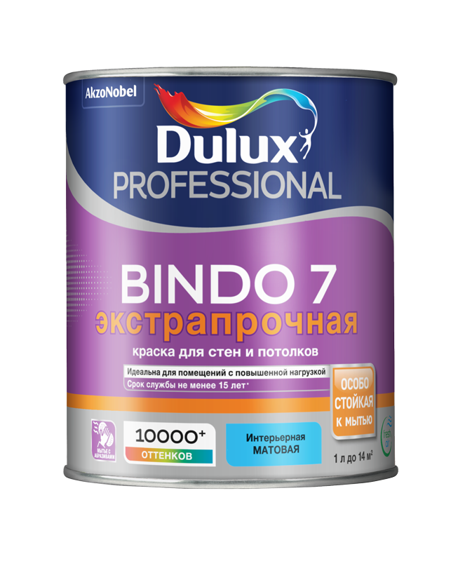 Изображение товара Краска интерьерная Dulux Bindo 7 матовая база BW 1 л