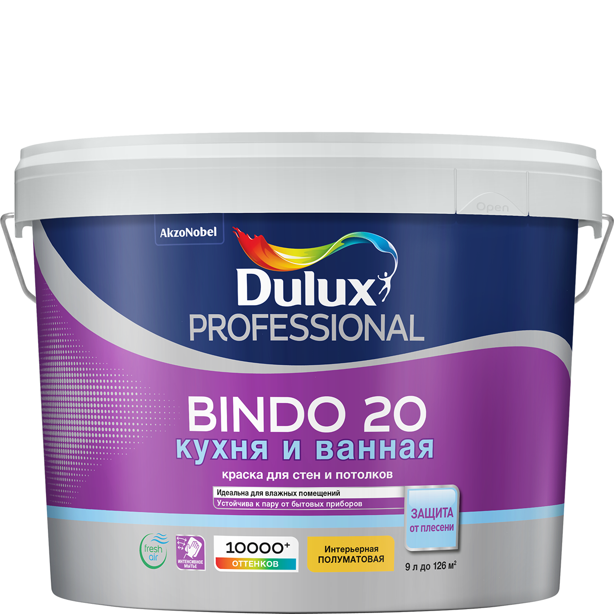 Изображение товара Декоративная интерьерная краска Dulux Bindo 20 9л полуматовая для влажных помещений