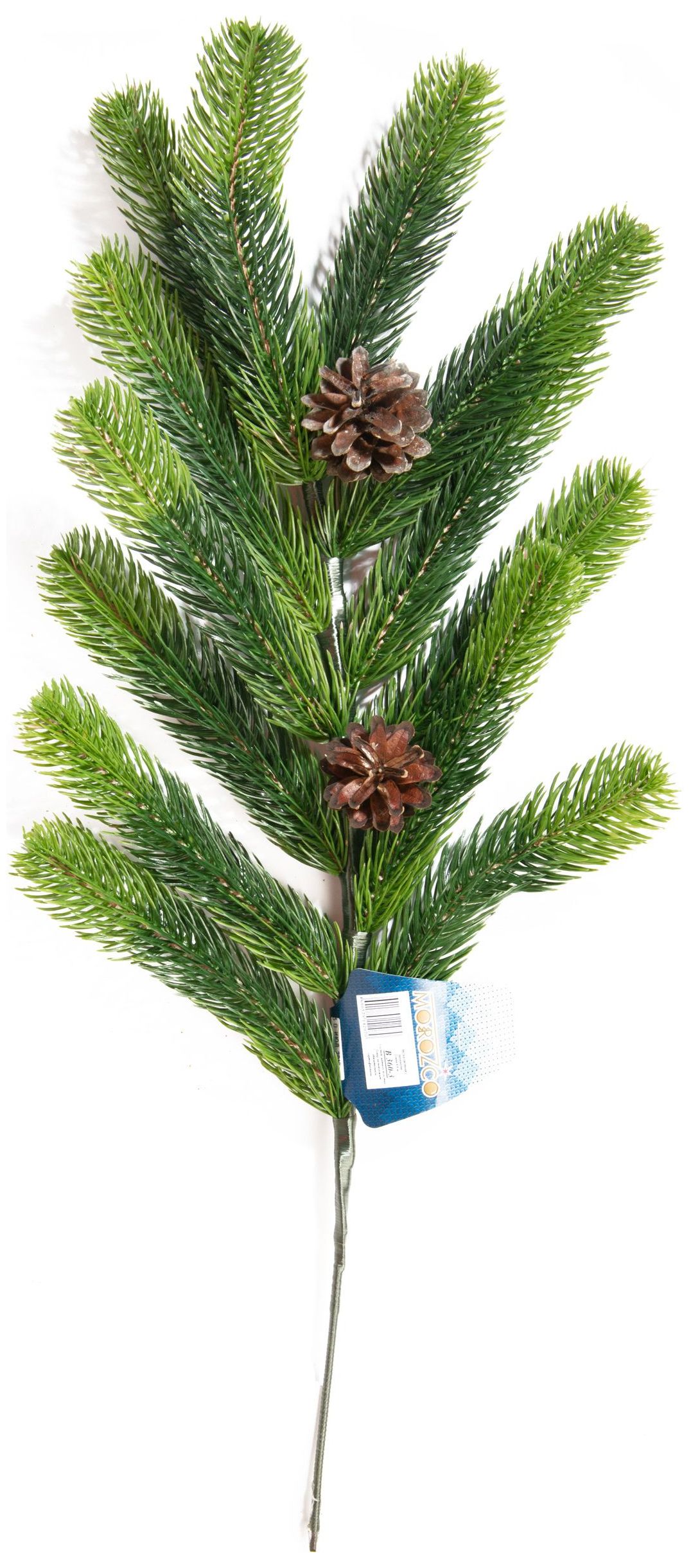 Изображение товара Хвойная ветка MOROZCO Классик с шишками зеленая 60 см