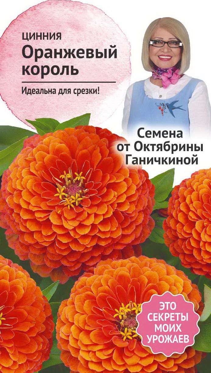 Изображение товара Семена Циннии Октябрина Ганичкина Оранжевый король 0,5 г
