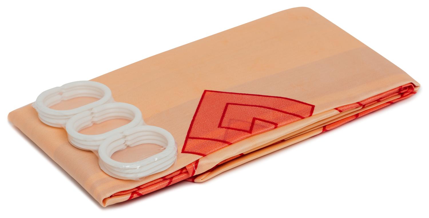 Изображение товара Штора для ванны VANSTORE Ромбы 180х200 см розовая из полиэтилена