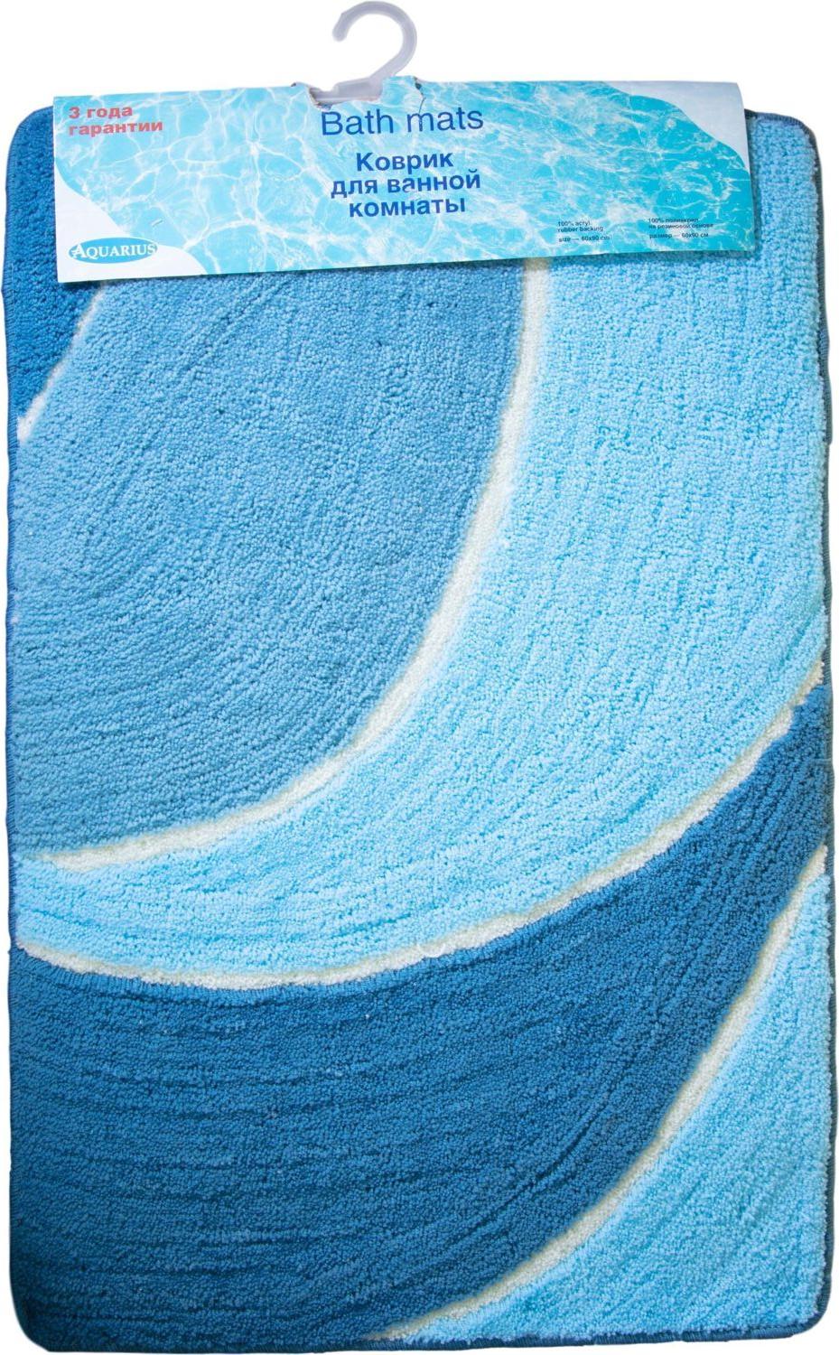 Изображение товара Коврик для ванной комнаты Aquarius Цунами 60x90 см ворсовый синий
