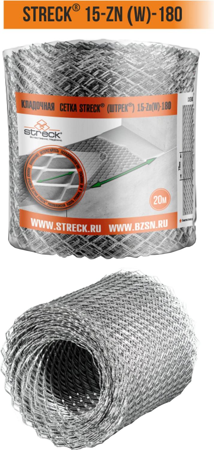 Изображение товара Стальная кладочная сетка STRECK 15-Z 180 мм х 20 м холоднотянутая армирующая