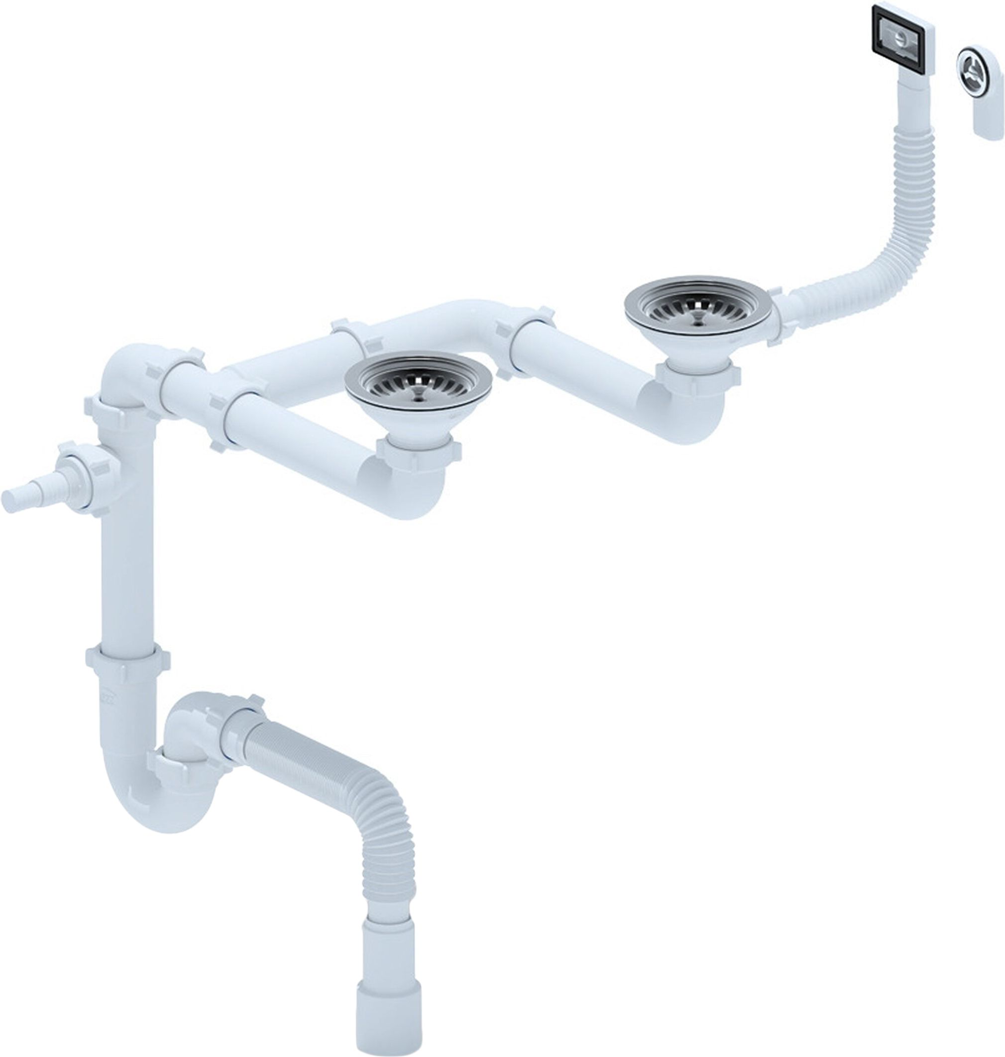 Изображение товара Двойной шланговый сифон АНИ Пласт 3 1/2 40 мм универсальный для кухни