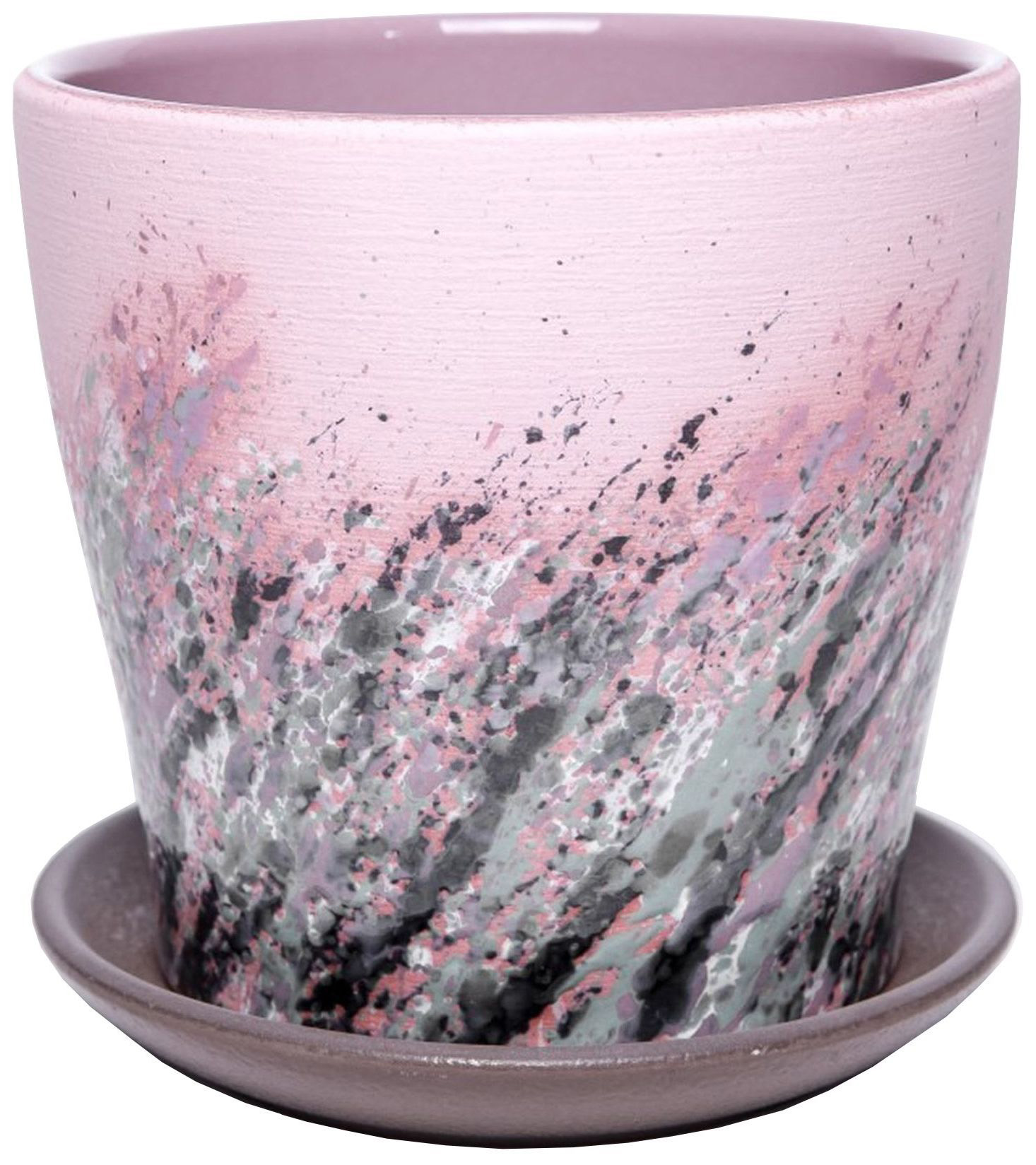 Изображение товара Горшок Живопись d11 см керамический розовый c поддоном