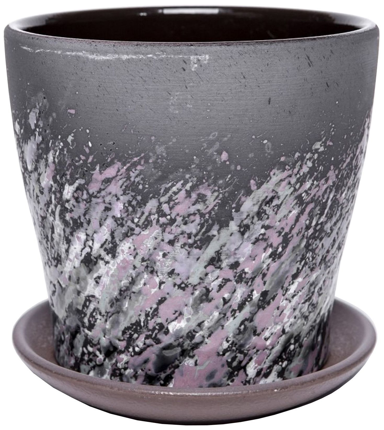 Изображение товара Горшок Живопись d11 см керамический черный c поддоном