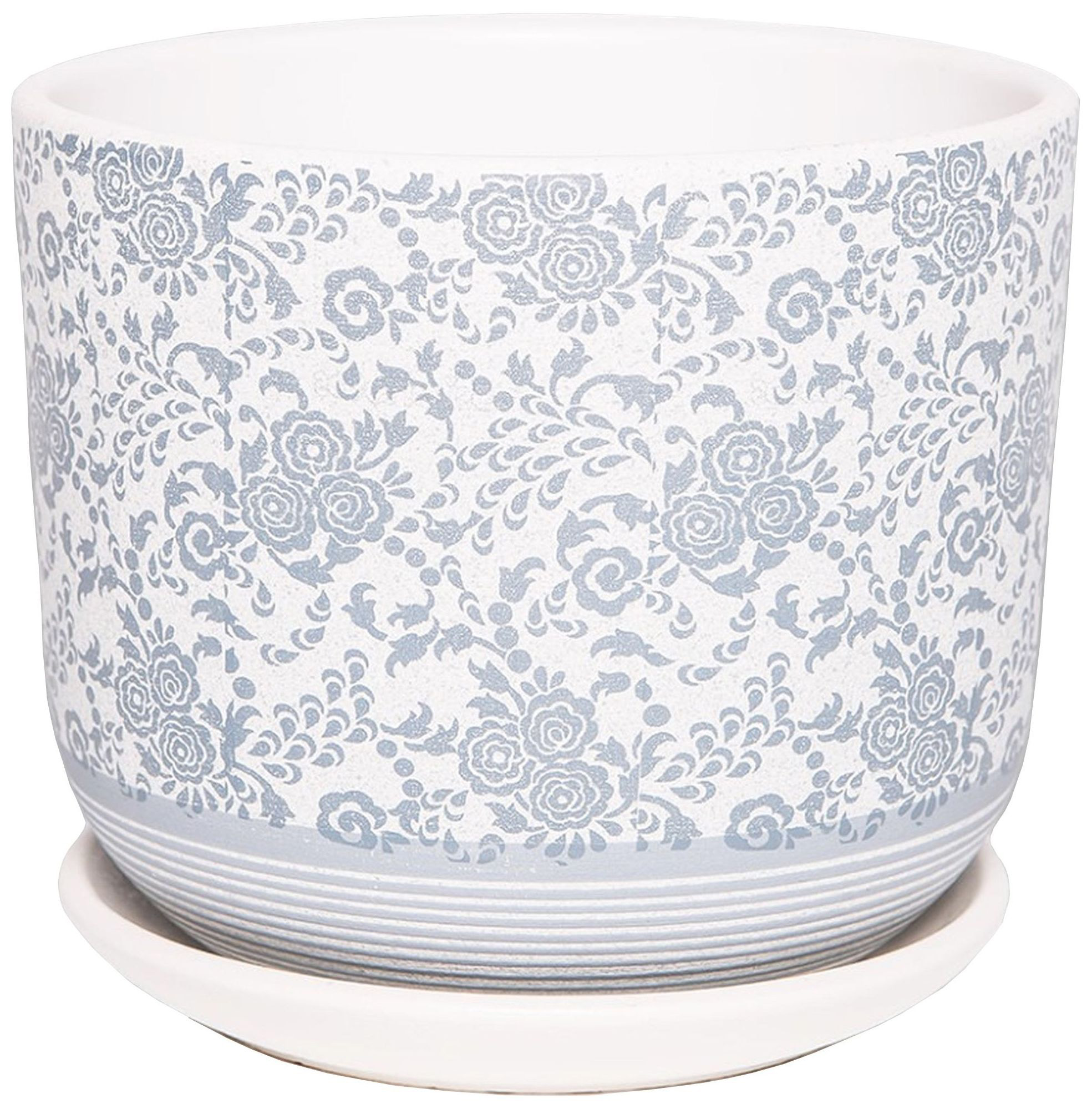 Изображение товара Горшок Гобелен d15 см керамический белый с поддоном