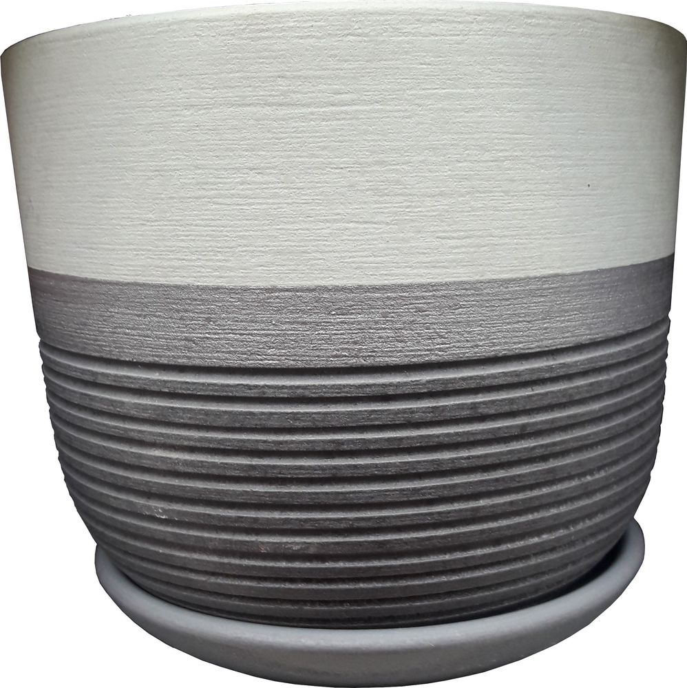 Изображение товара Горшок керамический Маршмеллоу зеленый с поддоном D15 H13